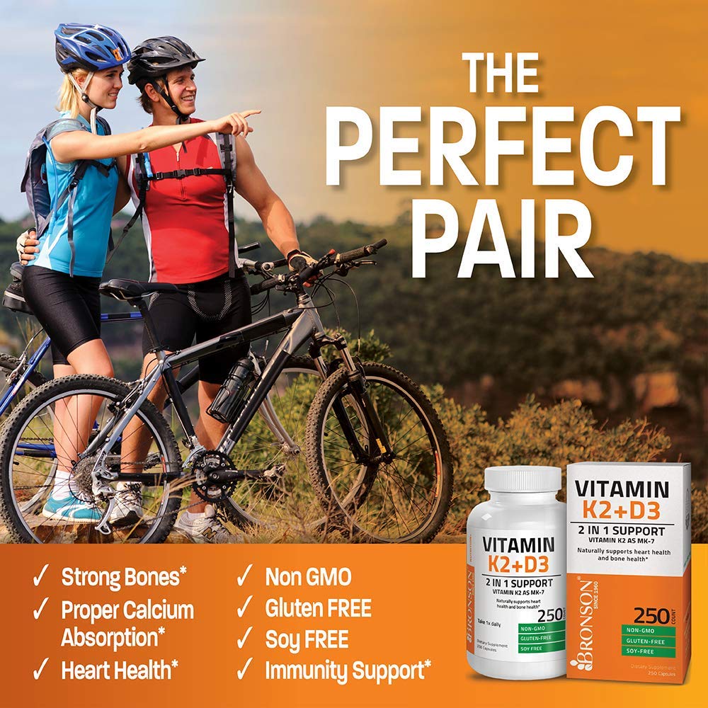 Bronson Vitamin K2 (MK7) with D3 Supplement Non-GMO Formula 5000 IU Vitamin D3 - AB Mystery