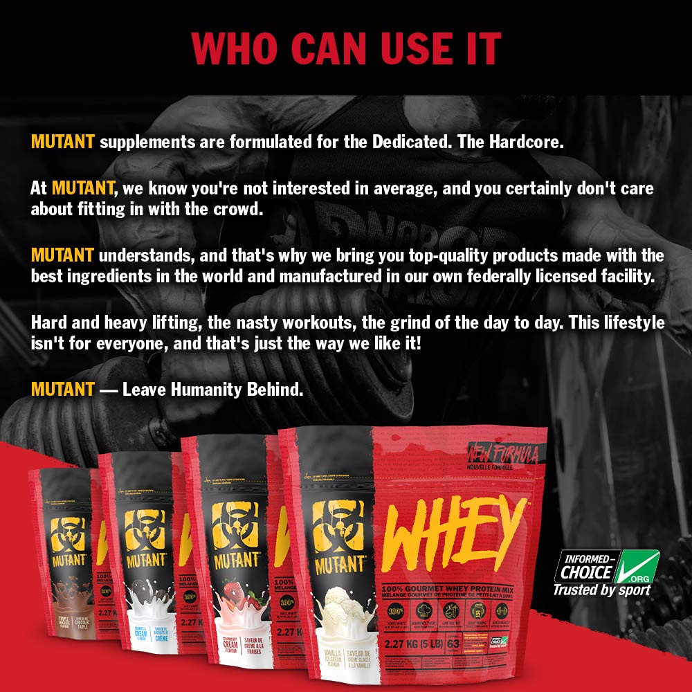 Mutant Whey – 100% Whey Protein Powder, Gourmet Taste, 22g of Protein, 10.4 g EAAs, 5 g BCAAs Mutant