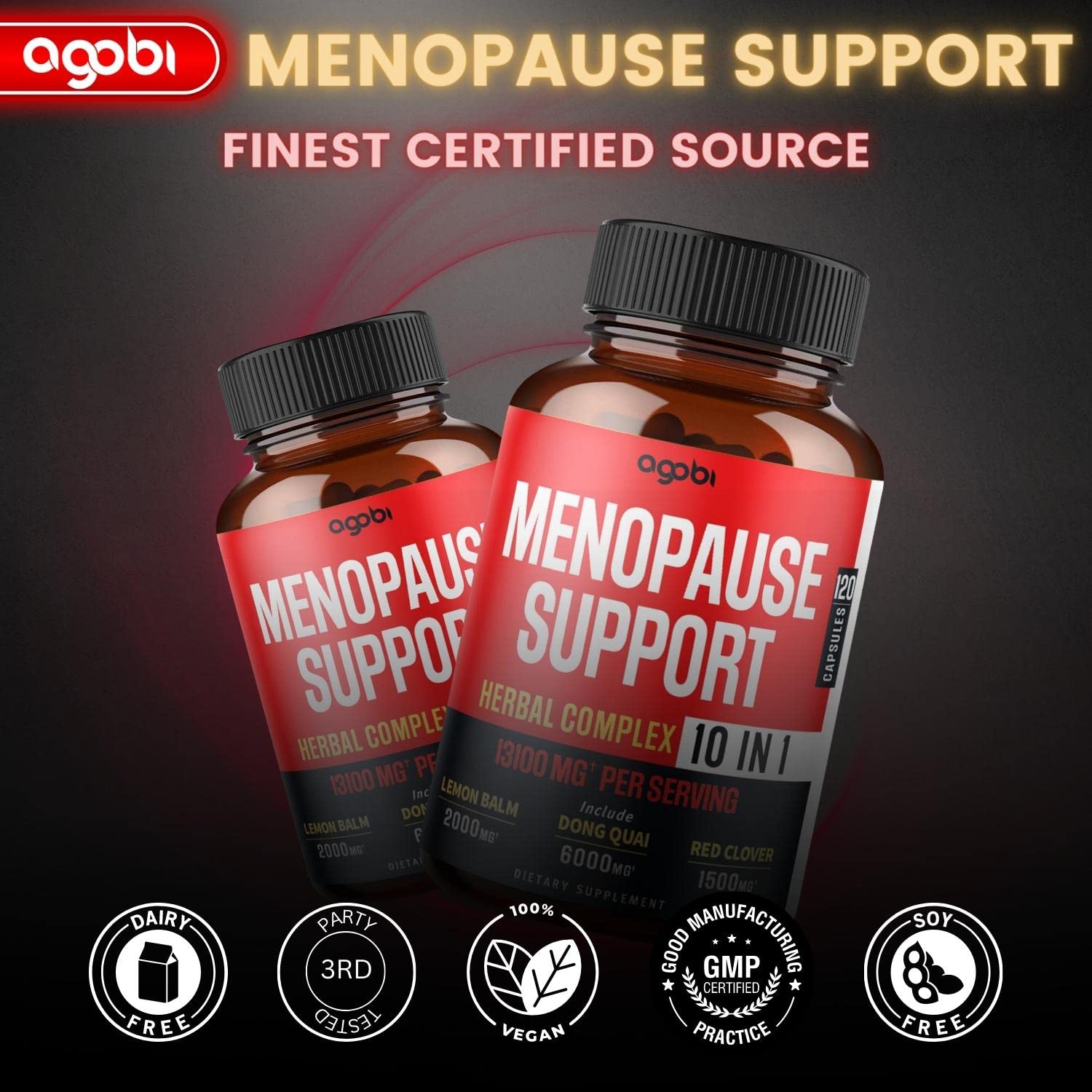 agobi Menopause Support for Women Health 13100 Mg - 10in1 with Dong Quai, Lemon Balm - AB Mystery