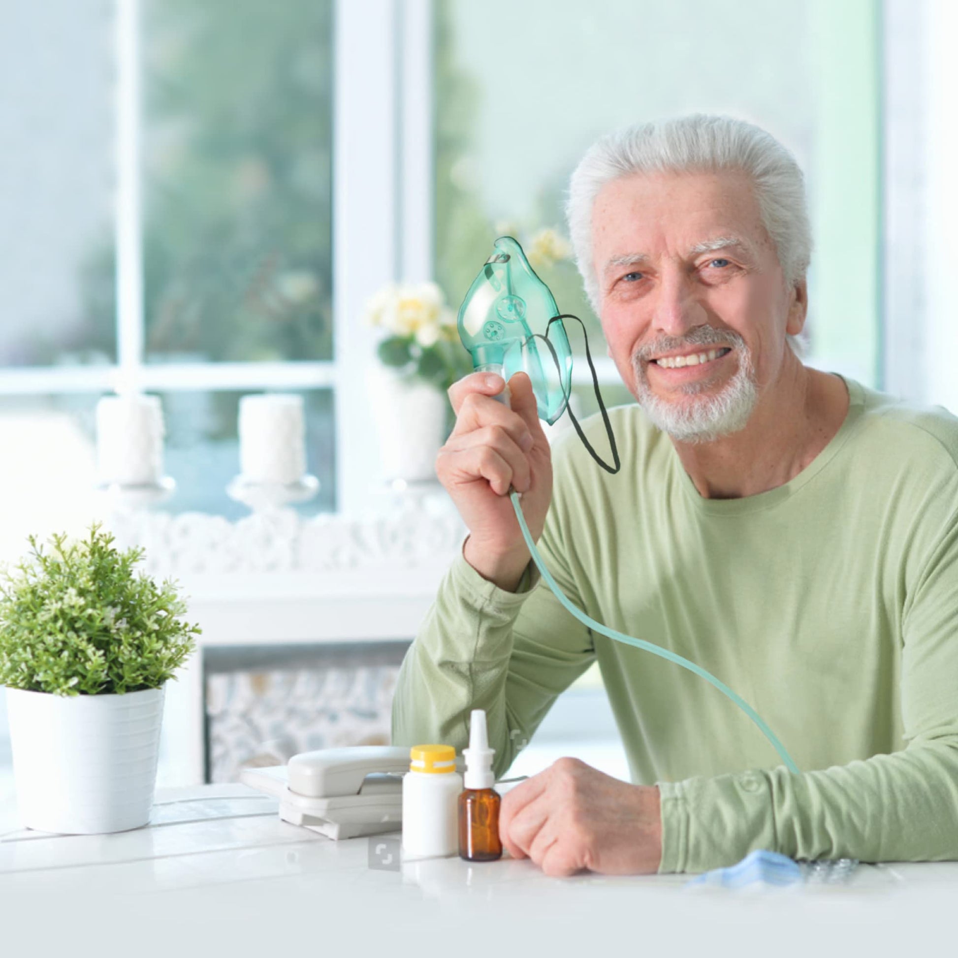 ANSNF 2 Pack Oxygen Mask for Face Adult with 6.6' Tube & Adjustable Elastic Strap - Size M+L - AB Mystery