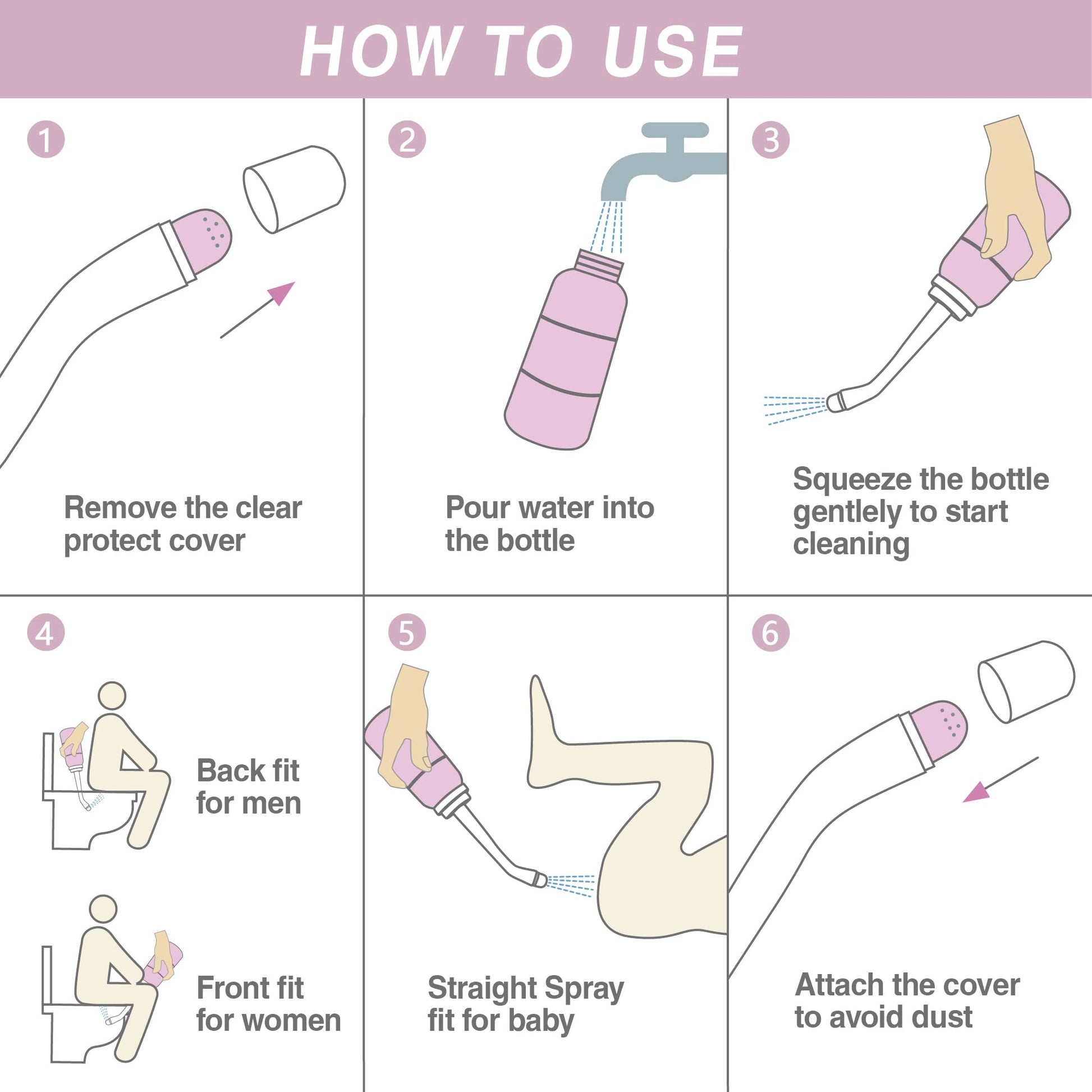 TopQuaFocus 12oz Perineal Bottle for Postpartum Care Portable Travel Peri Sprayer Bidet Postpartum - AB Mystery