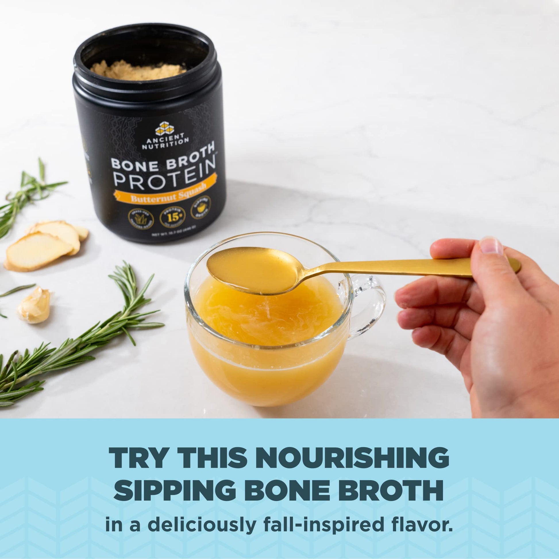 Ancient Nutrition Bone Broth Protein Powder, Butternut Squash, Grass-Fed Chicken - AB Mystery