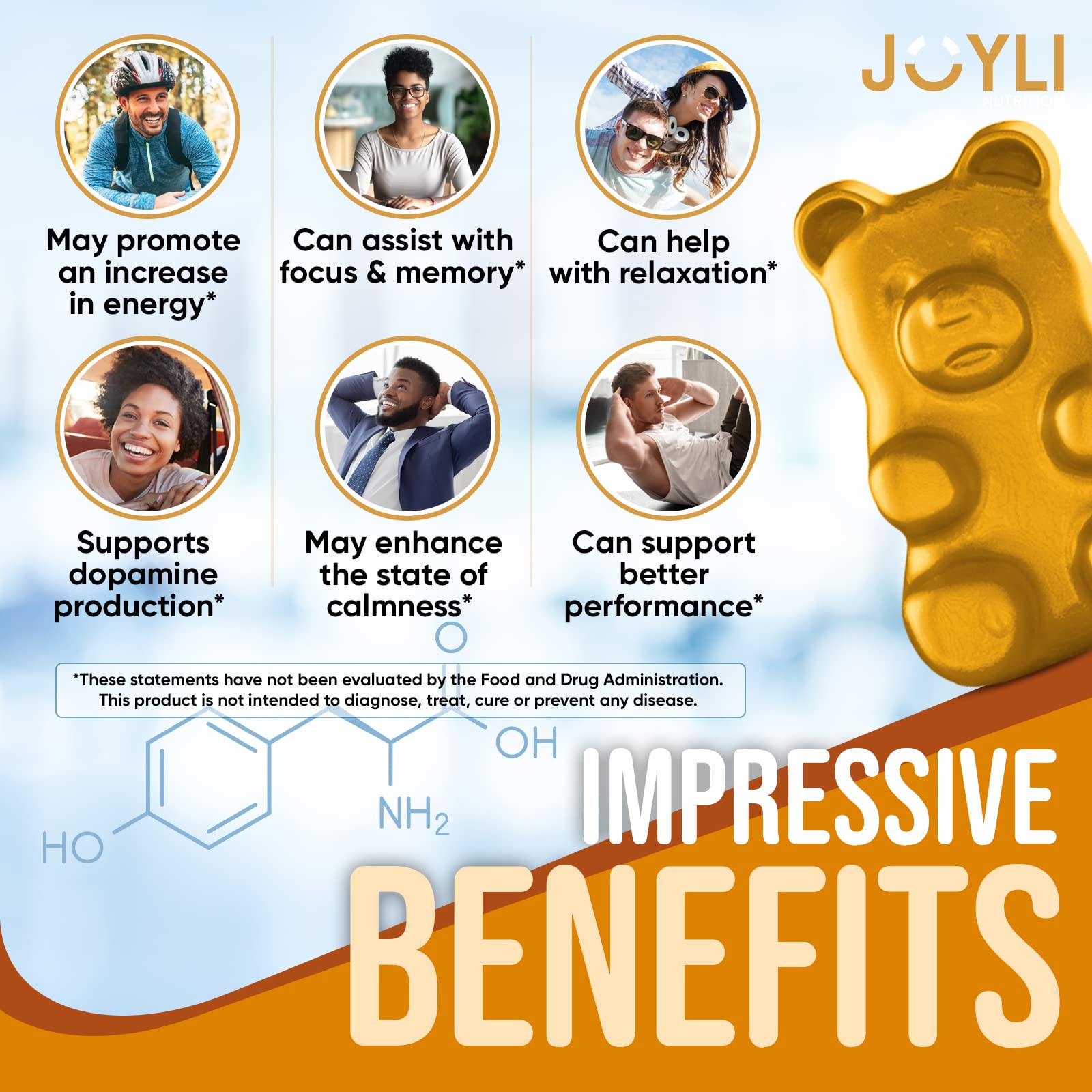 Joyli L Tyrosine Gummies 1000MG - L-Tyrosine Supplement for Kids & Adults - AB Mystery