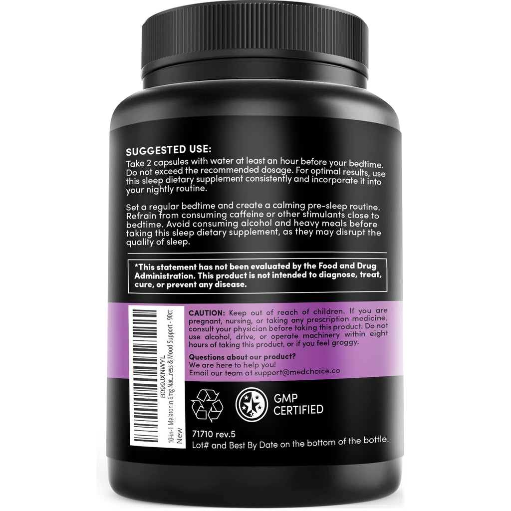 10-in-1 Melatonin Capsules - Melatonin 5mg Natural Sleep Aid for Adults - AB Mystery