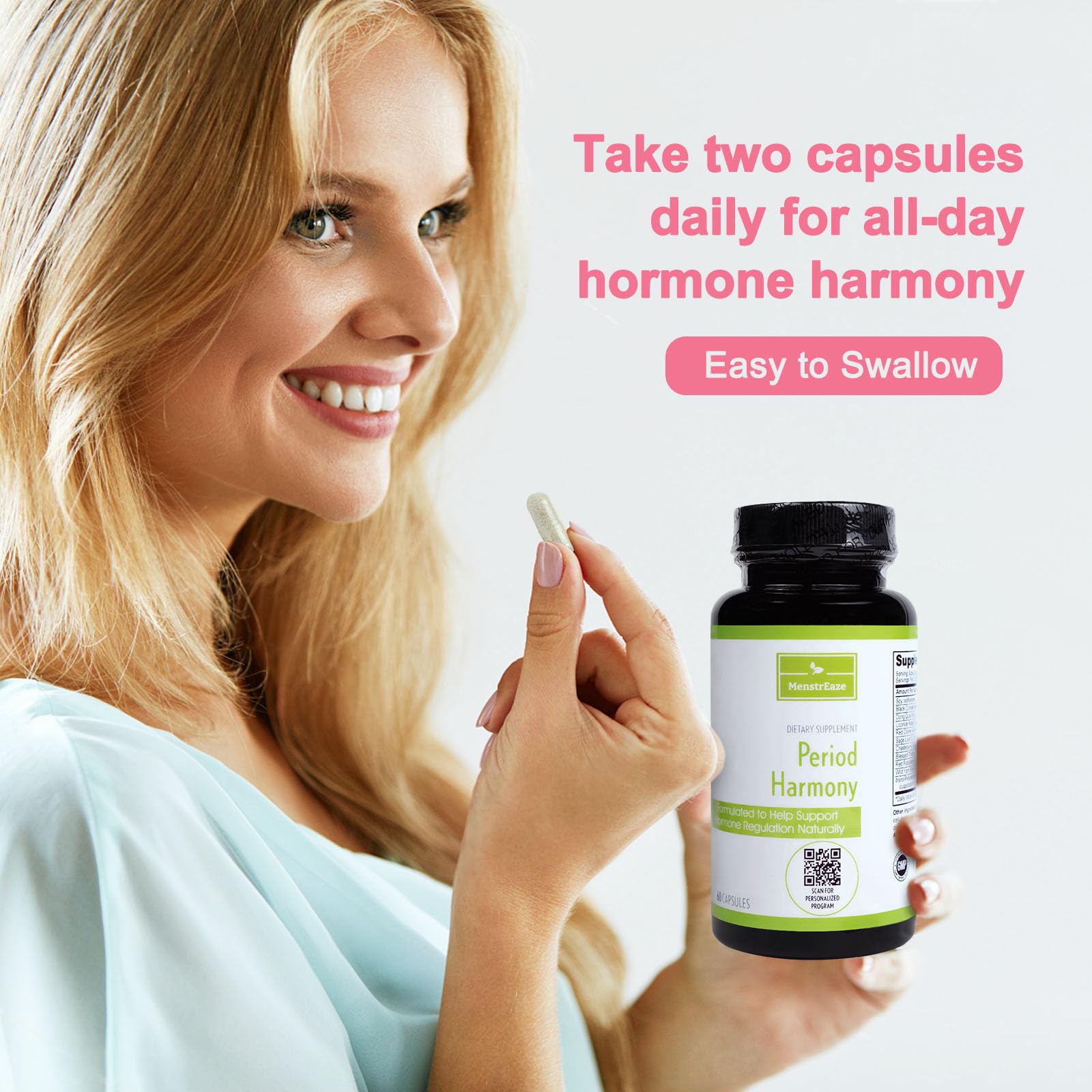 MenstrEaze PMS Relief & Hormone Balance for Women, with Black Cohosh, Vitex, Wild Yam - AB Mystery