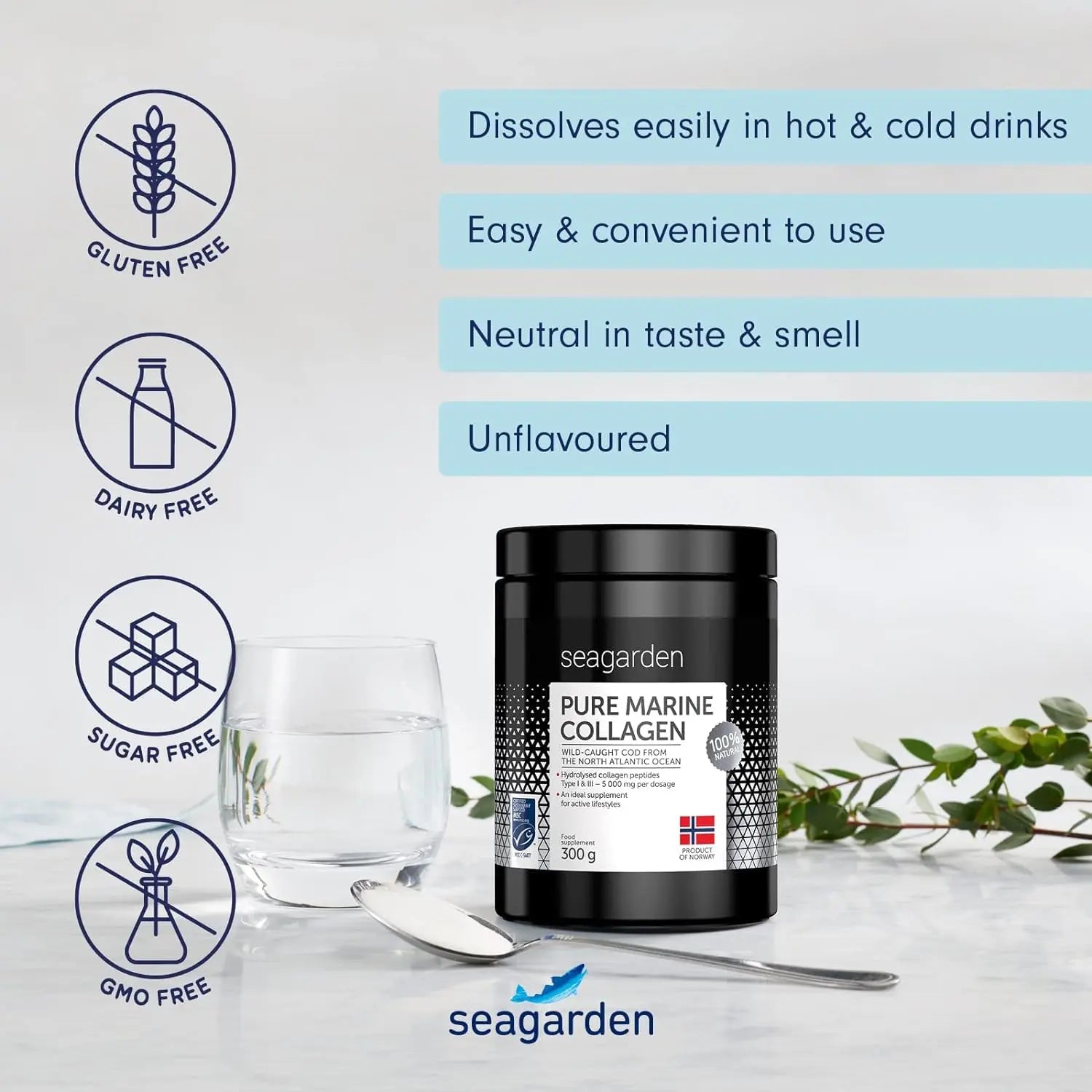 Seagarden Pure Marine Collagen Powder (Type I & III) | Wild-Caught Arctic Cod SEAGARDEN