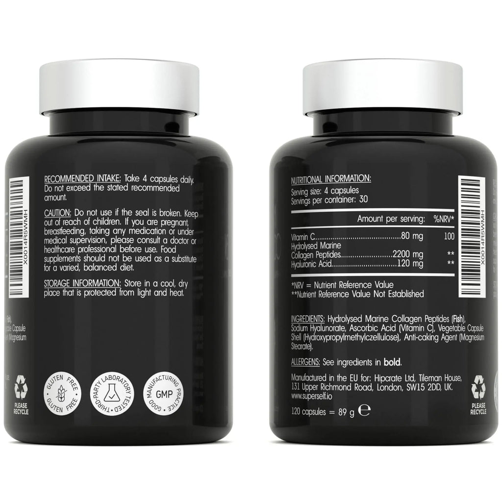 Marine Collagen Capsules 2400mg - with Hyaluronic Acid & Vitamin C - High Strength Collagen Supplements for Women & Men SuperSelf
