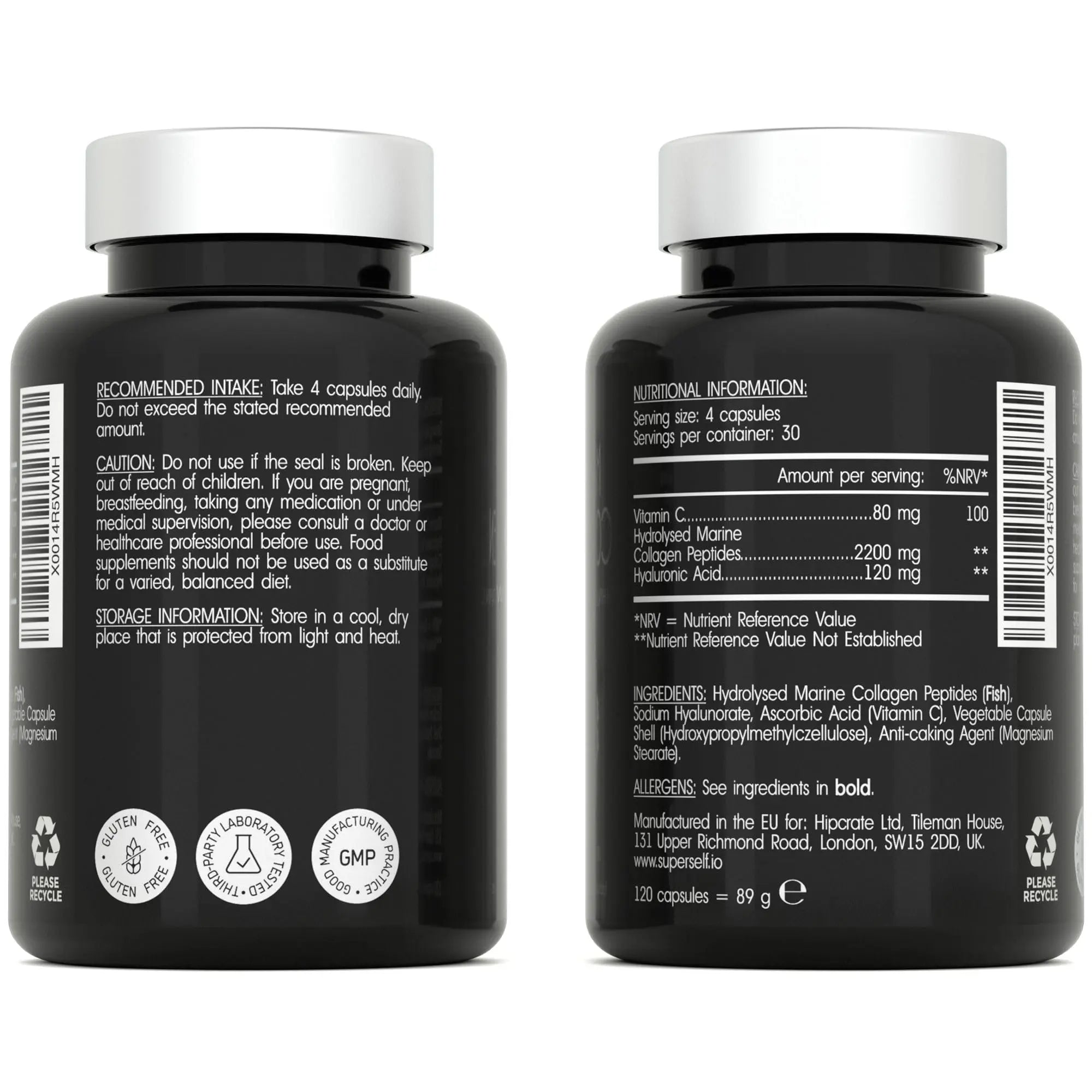 Marine Collagen Capsules 2400mg - with Hyaluronic Acid & Vitamin C - High Strength Collagen Supplements for Women & Men SuperSelf