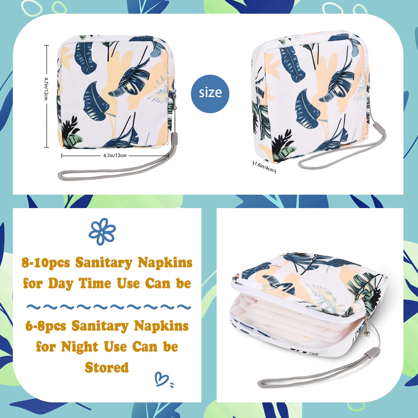 4Pcs Sanitary Napkin Storage Bag, Small Menstrual Period Bag Period Pouch Waterproof - AB Mystery