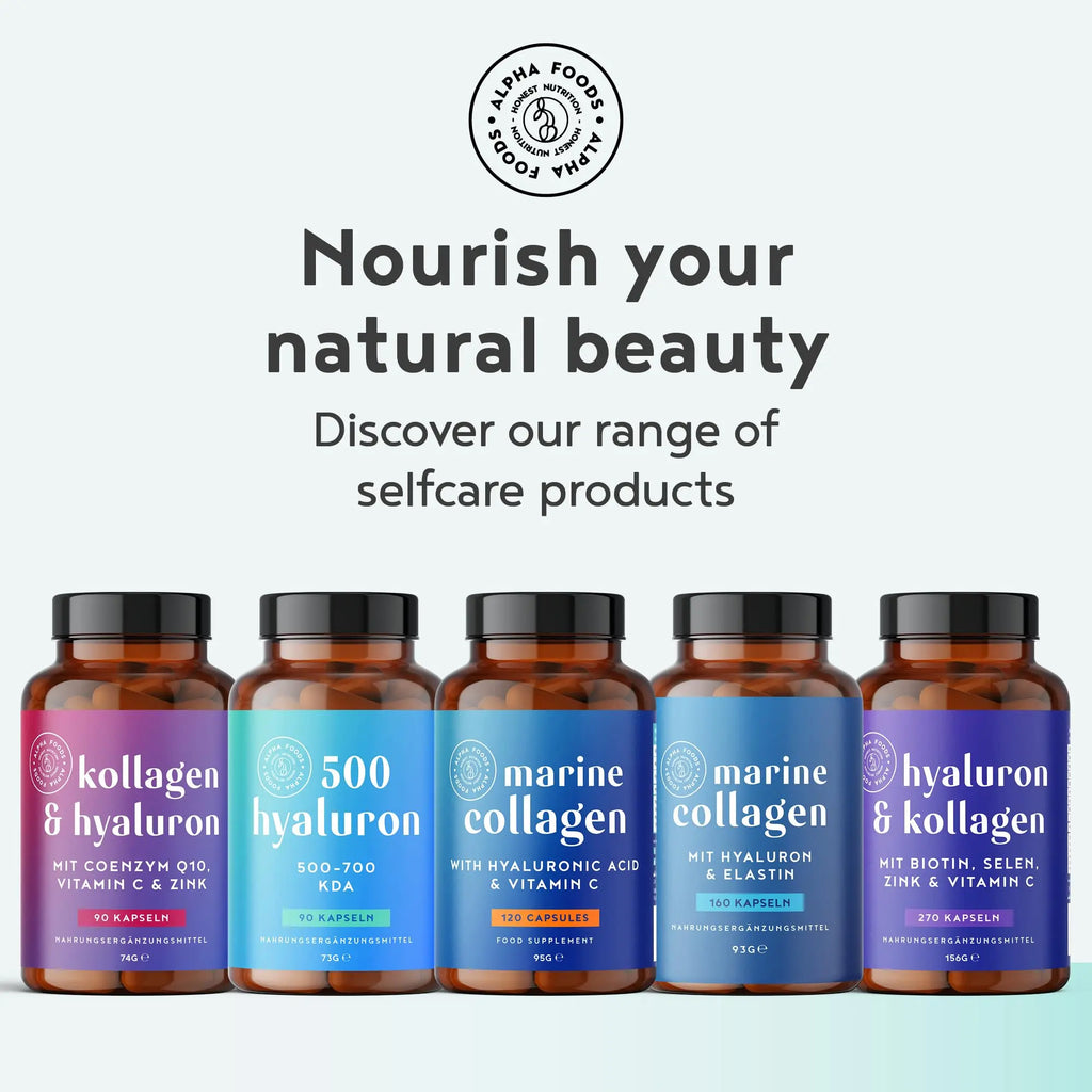 Marine Collagen Capsules 2200mg - Enhanced with Hyaluronic Acid and Vitamin C Alpha Foods