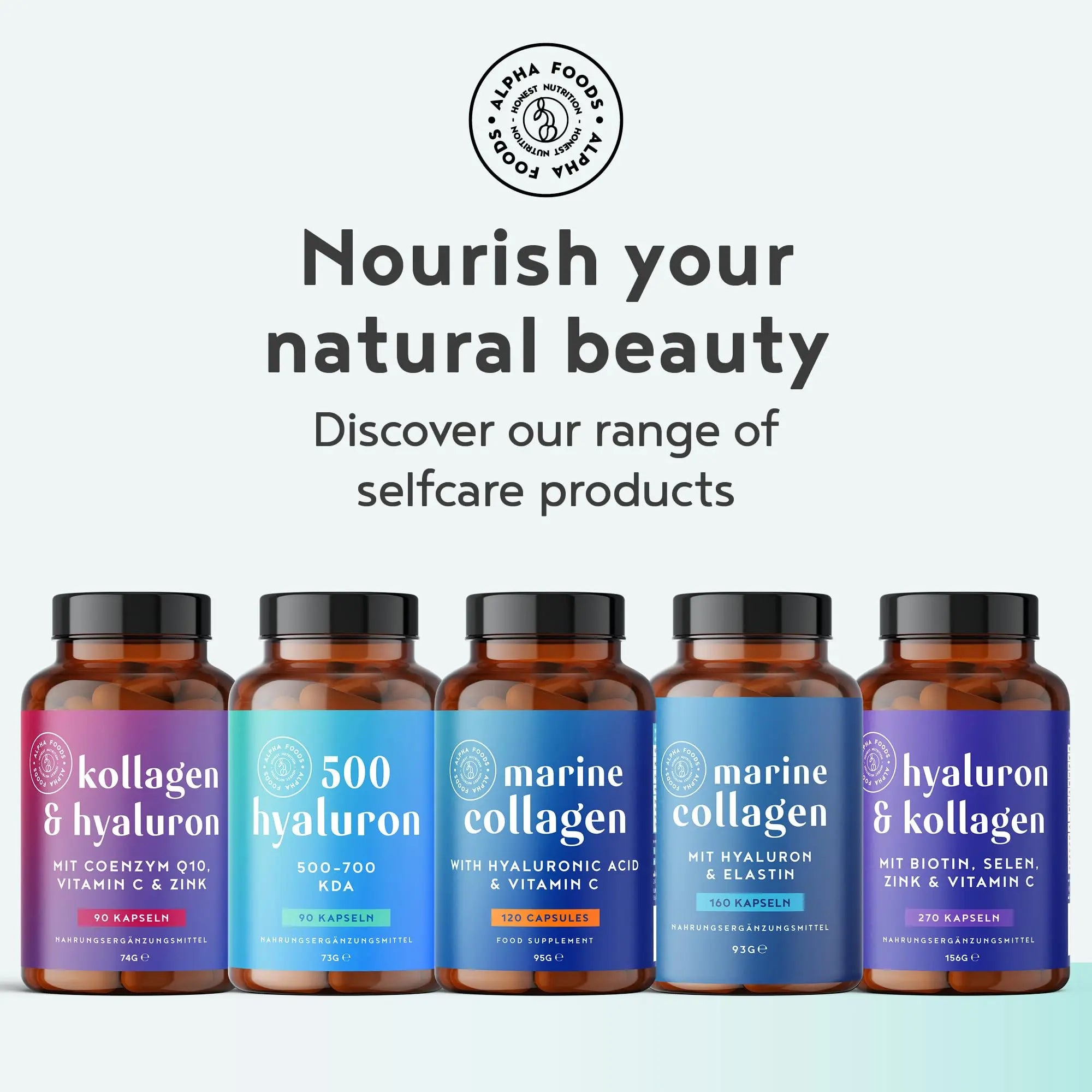 Marine Collagen Capsules 2200mg - Enhanced with Hyaluronic Acid and Vitamin C Alpha Foods