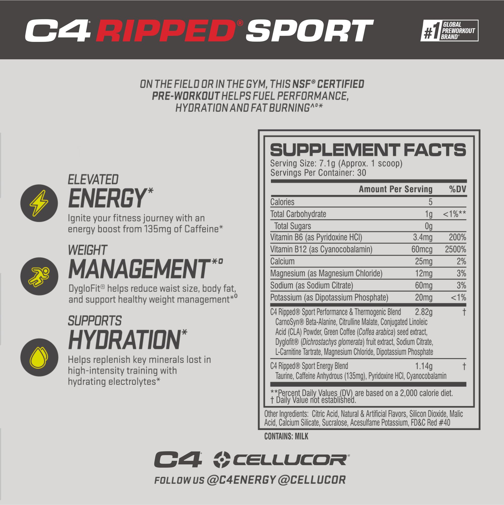 C4 Ripped Sport Pre Workout Powder Fruit Punch - NSF Certified for Sport + Sugar Free - AB Mystery