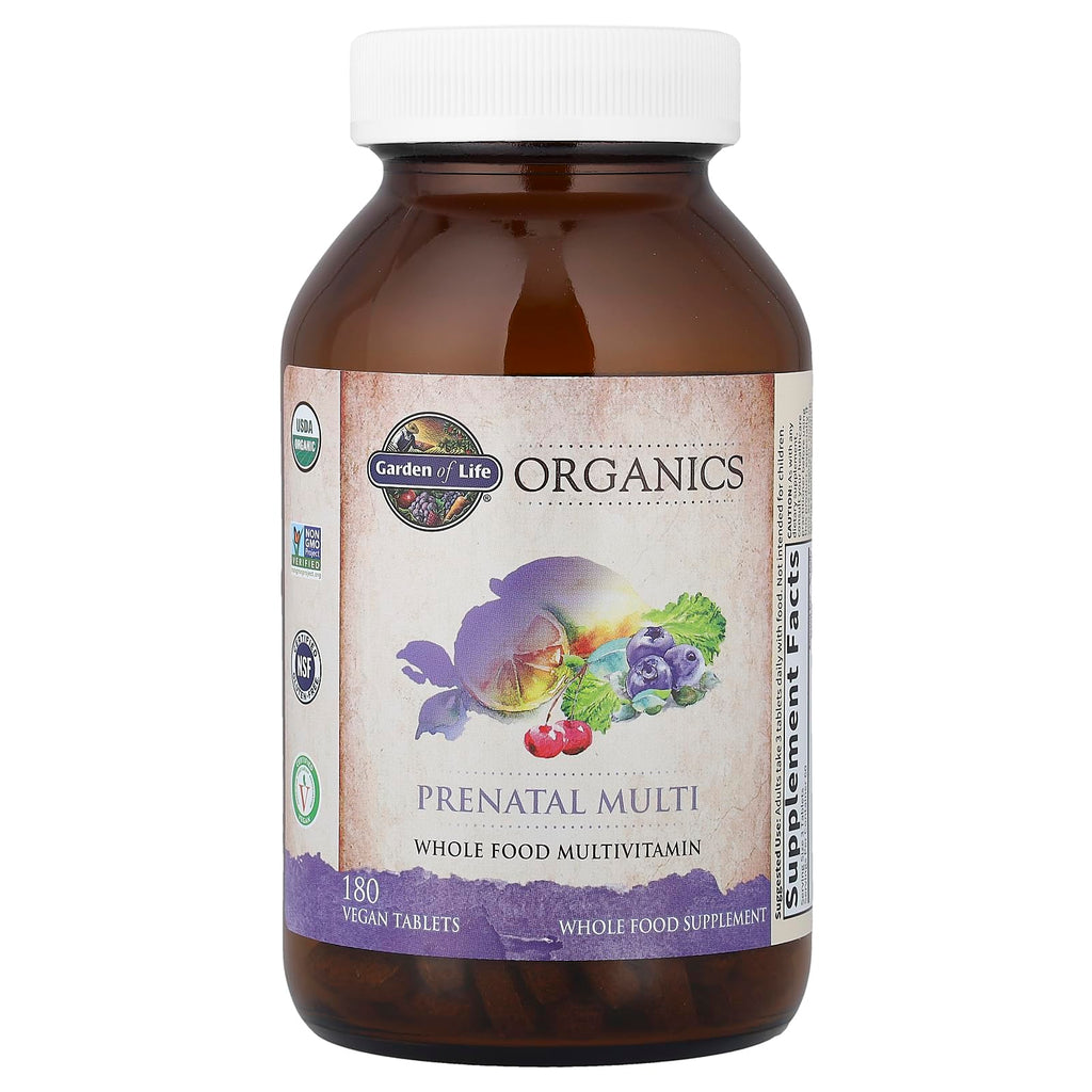 Garden of Life Organics Women’s Prenatal Multivitamin with Vitamin D3, B6, B12, C & Iron, Folate for Energy & Healthy Fetal Development – Organic Garden of Life