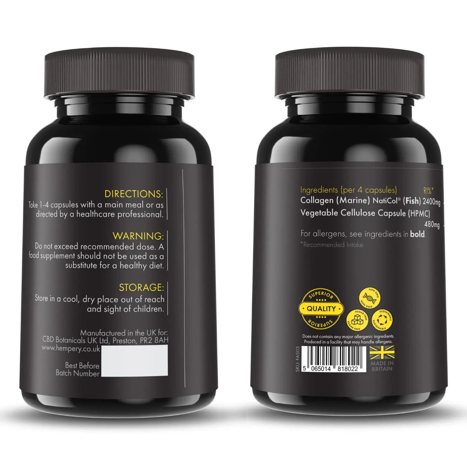 Vitalytes Marine Collagen Supplement 2400mg | 120 Marine Collagen Capsules Made in The UK - AB Mystery