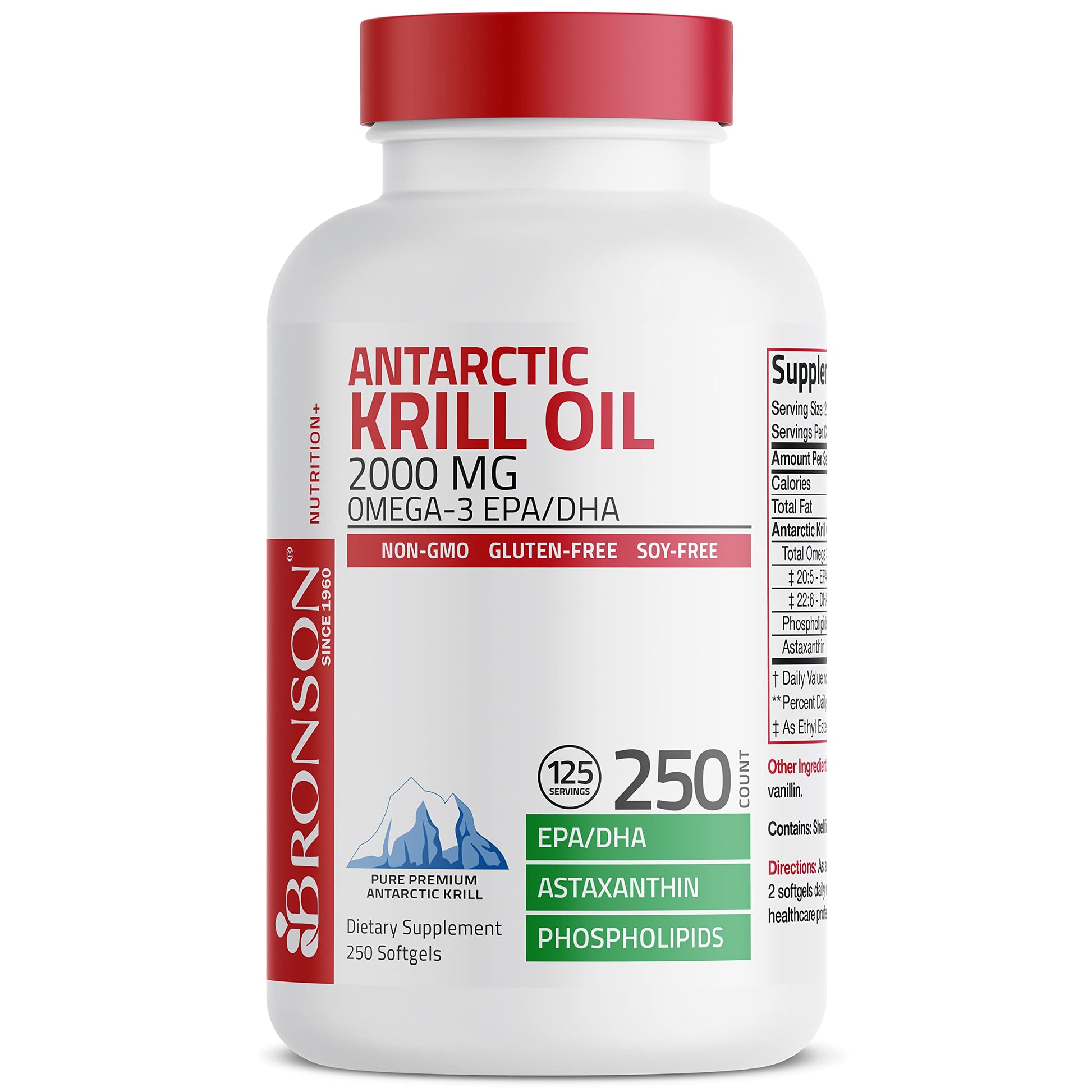 Bronson Antarctic Krill Oil 2000 mg with Omega-3s EPA, DHA, Astaxanthin and Phospholipi - AB Mystery