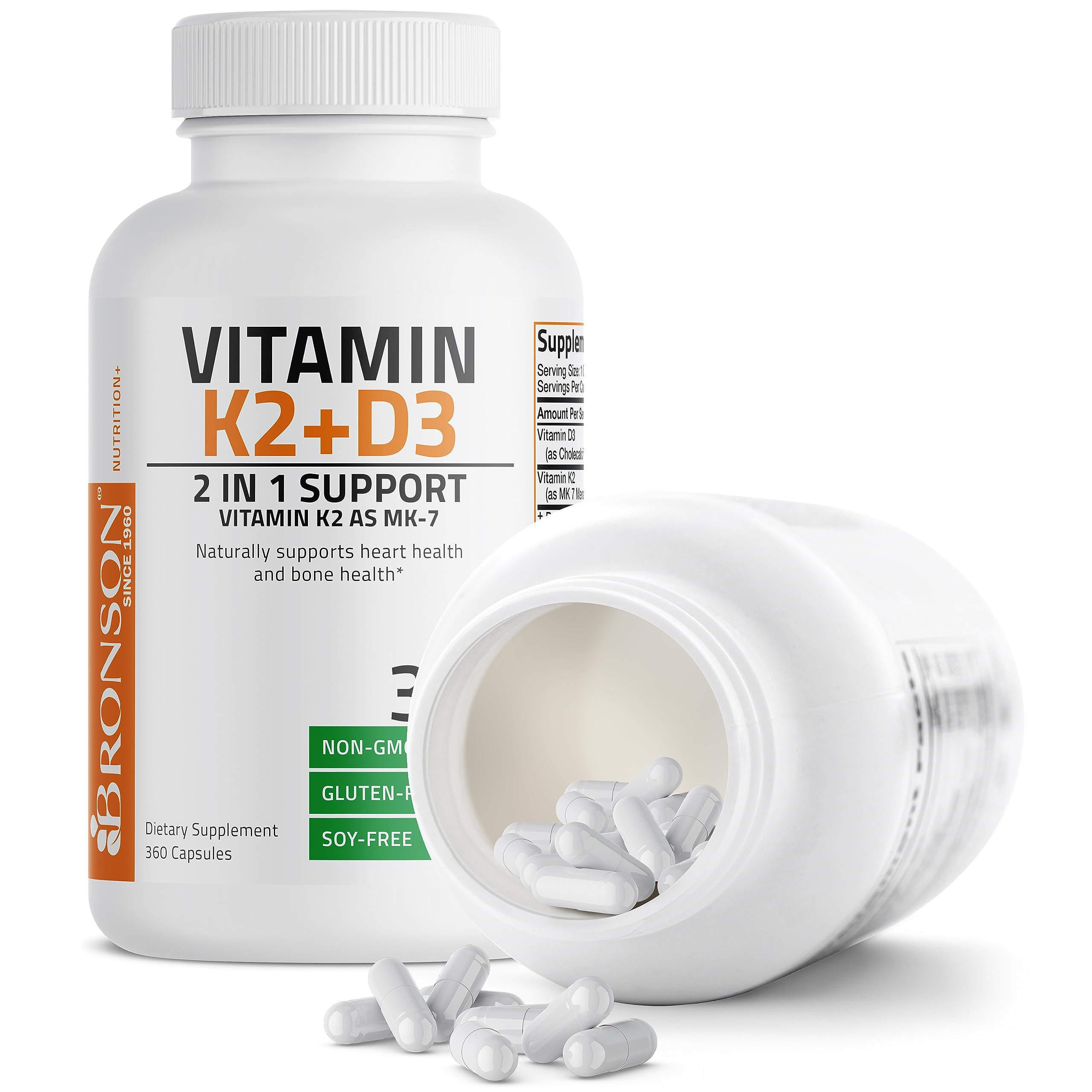 Bronson Vitamin K2 (MK7) with D3 Supplement Non-GMO Formula 5000 IU Vitamin D3 - AB Mystery