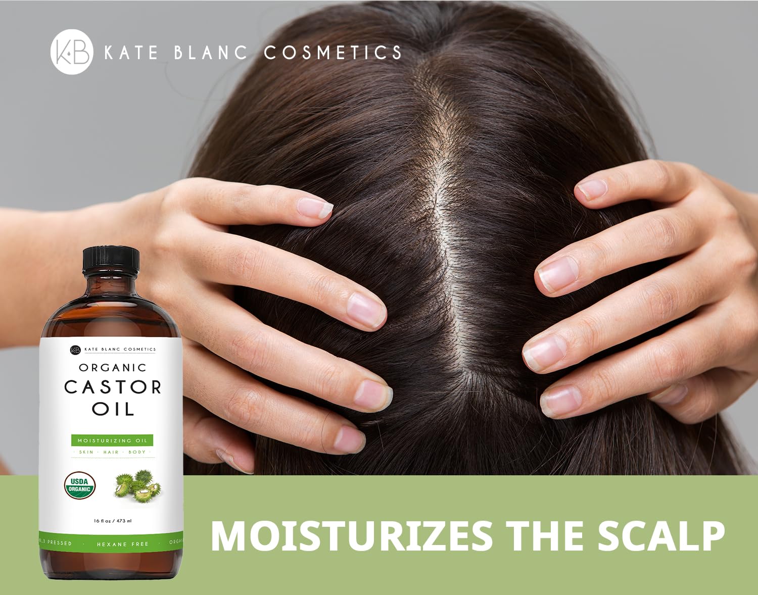 Kate Blanc Cosmetics Castor Oil Organic for Hair Growth & Body (16oz). 100% Pure Cold-Pressed - AB Mystery
