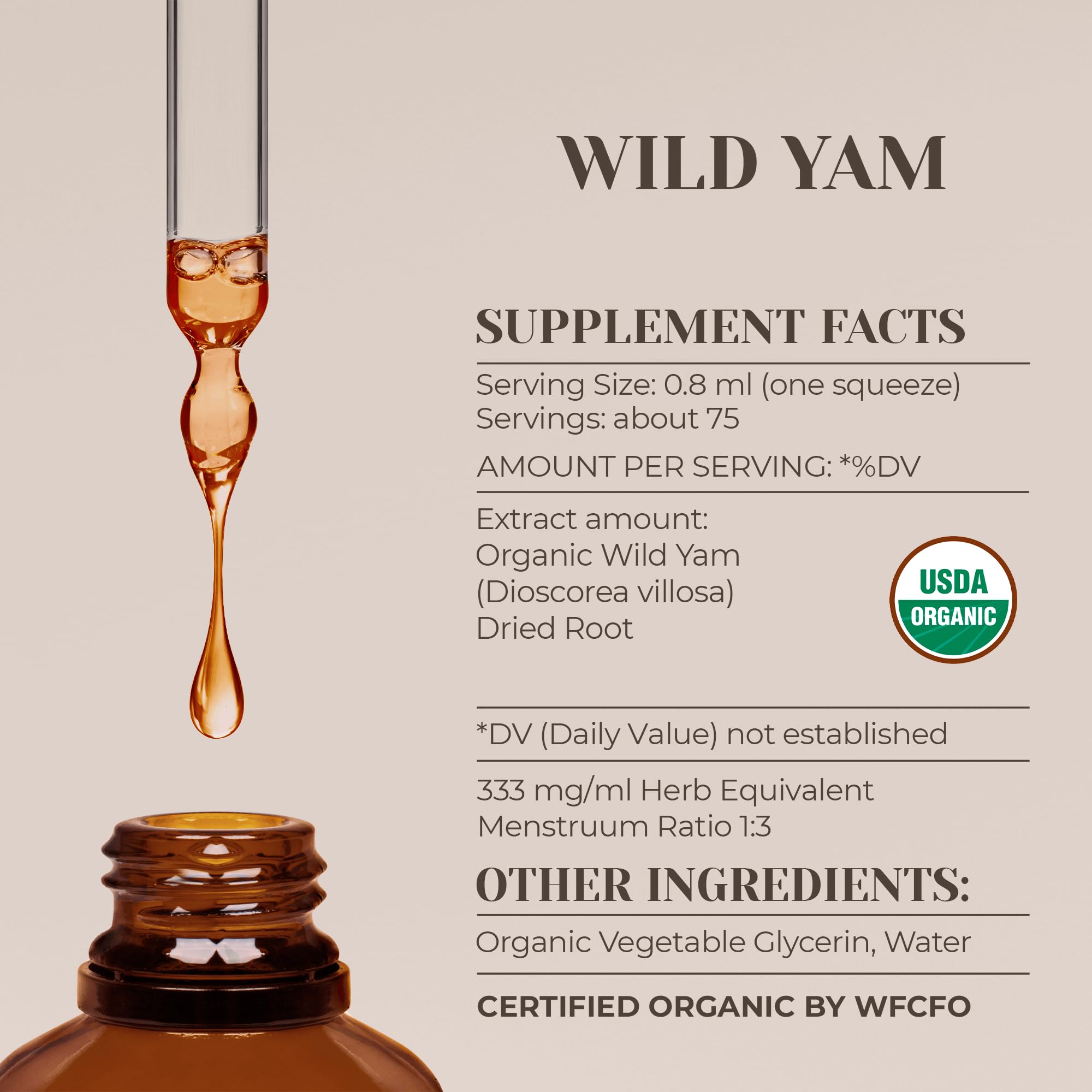 Wild Yam USDA Organic Alcohol-Free Extract | Dietary Supplement, High-Potency Tincture - AB Mystery