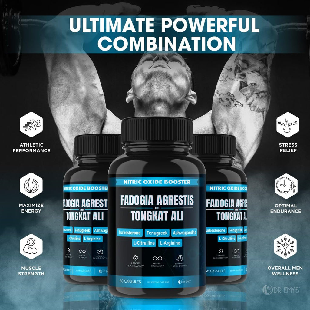 (2 Pack) Tongkat Ali Fadogia Agrestis Nitric Oxide Ashwagandha Supplement for Men