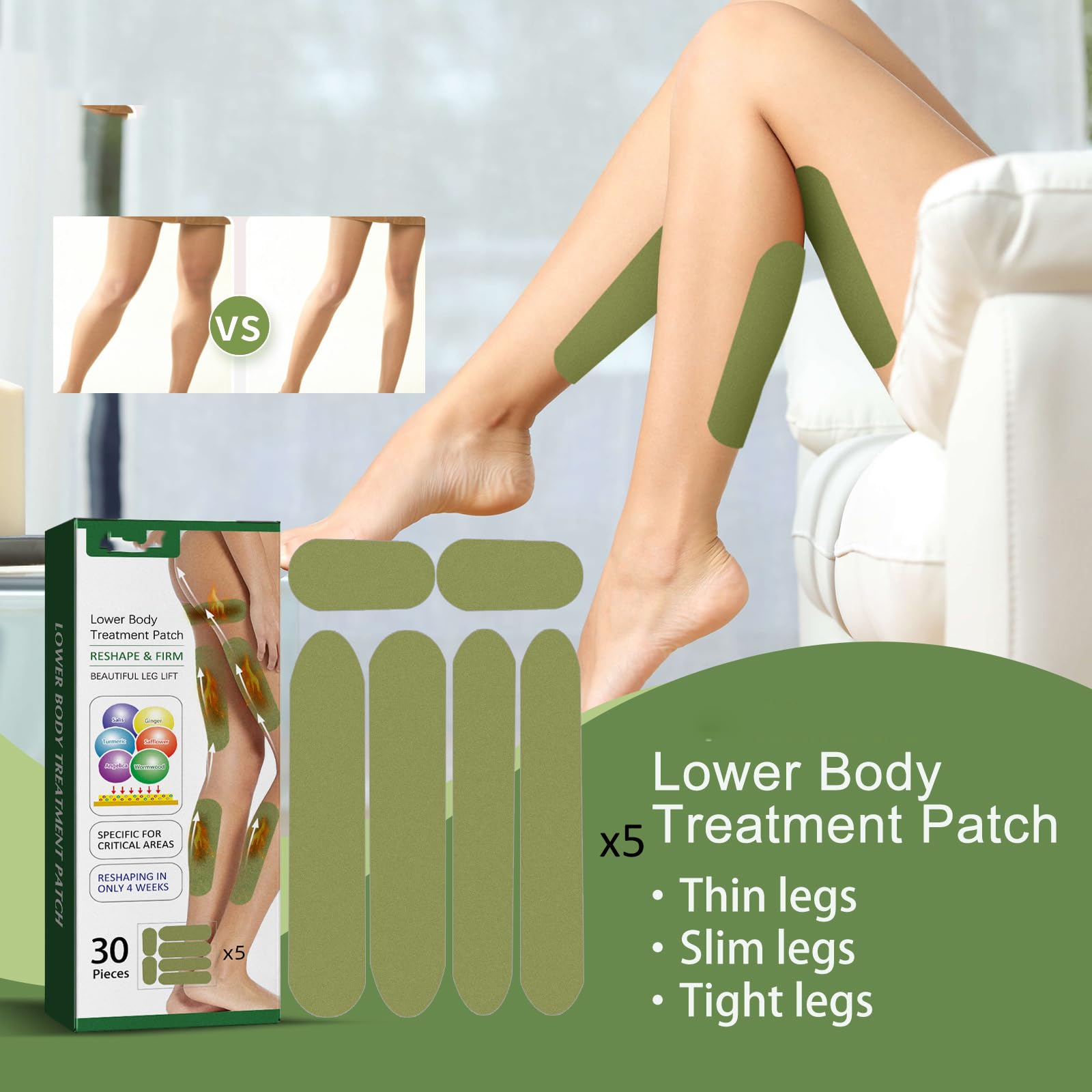 Herballegs Cellulite Reduction Patches, 2 Boxes/60PCS HerbalLegs Patches, Herbal Leg Lifting - AB Mystery