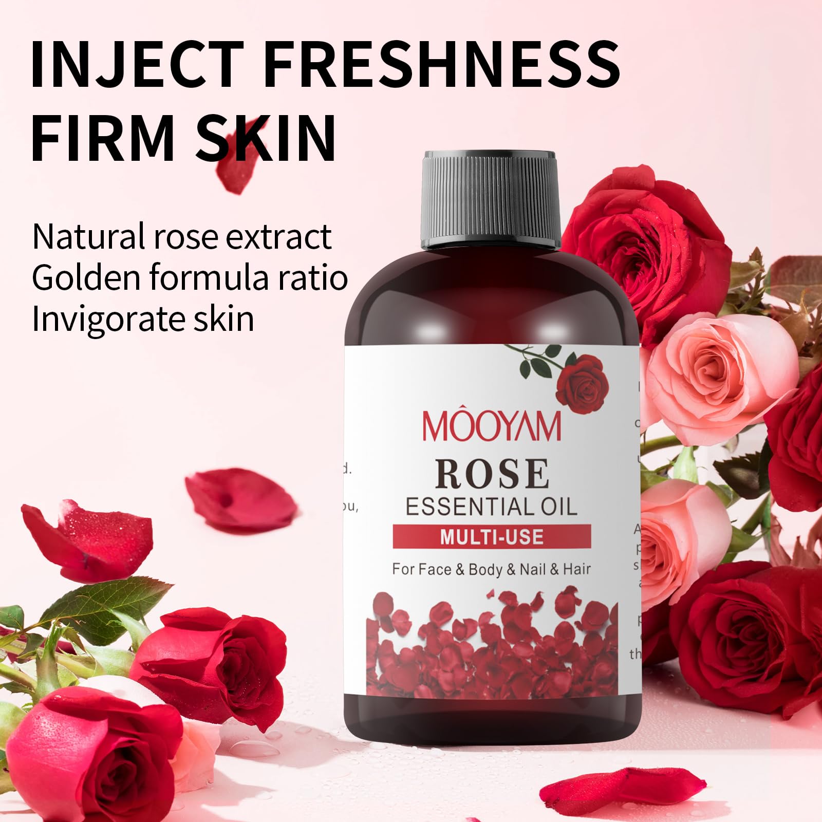 Rose Essential Oil Pure Rose Oil for Face 4OZ/118ML Organic Essential Oils for Diffuser Home Bedroom - AB Mystery