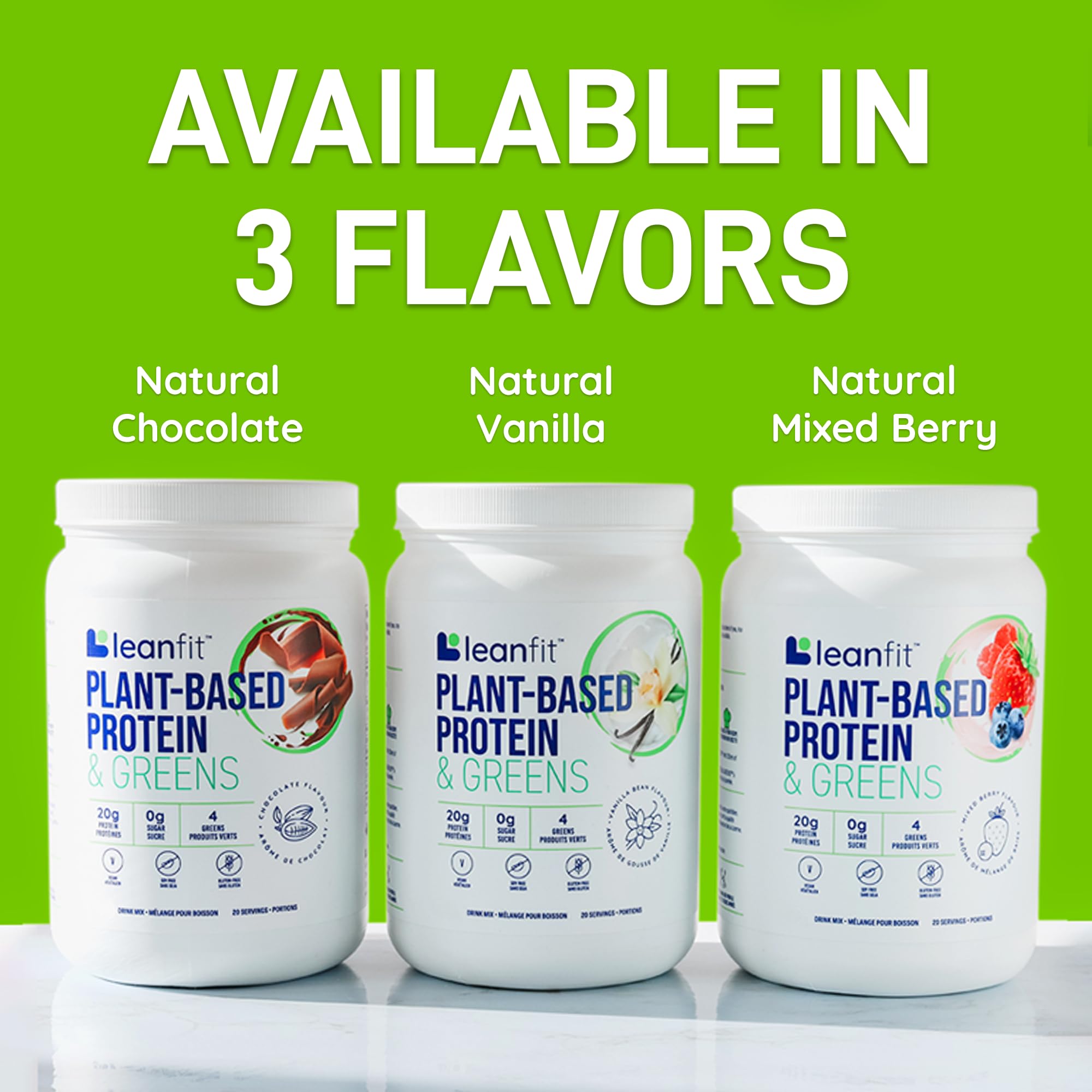 LeanFit Plant-Based Protein & Greens, Natural Berry, 20g Protein, 19 Servings, 1.25 Pound - AB Mystery