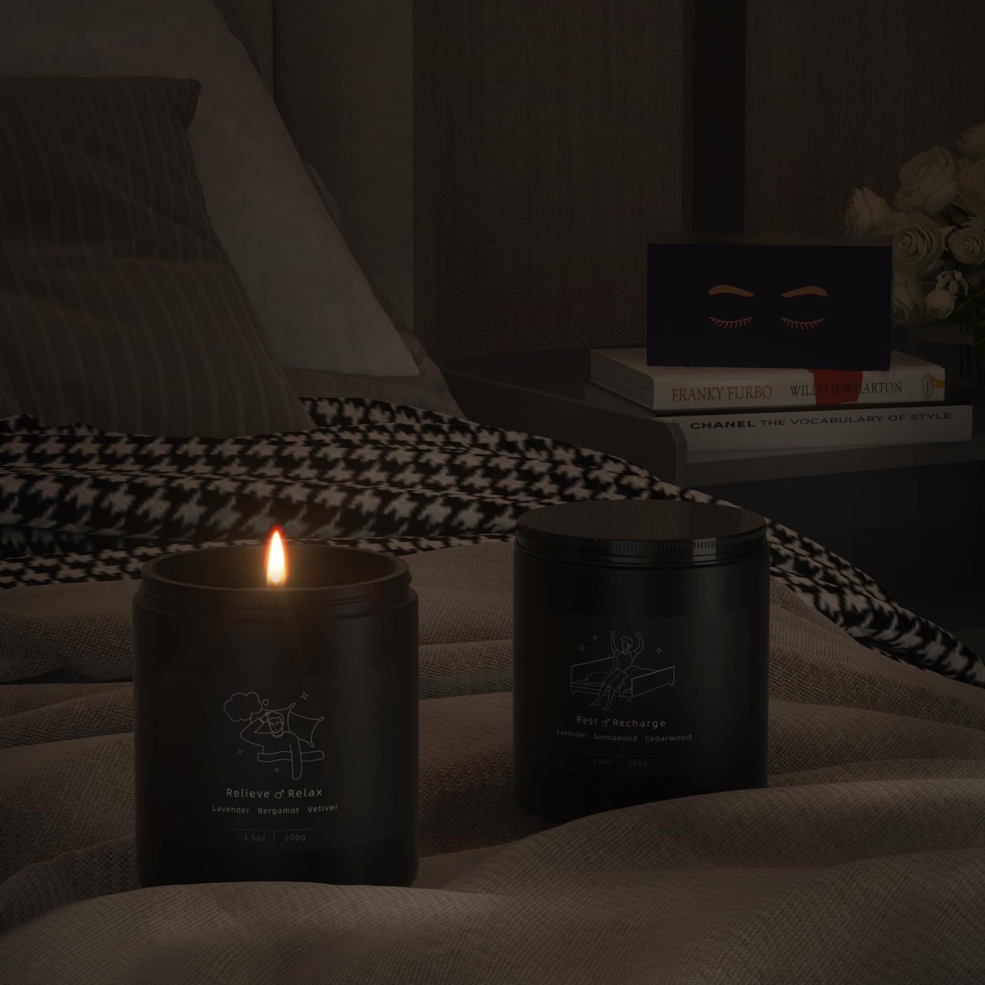 TRINIDa Large Sleep Scented Candles, Black Jar Natural Soy Candles for Home Scented, Candle Gift - AB Mystery