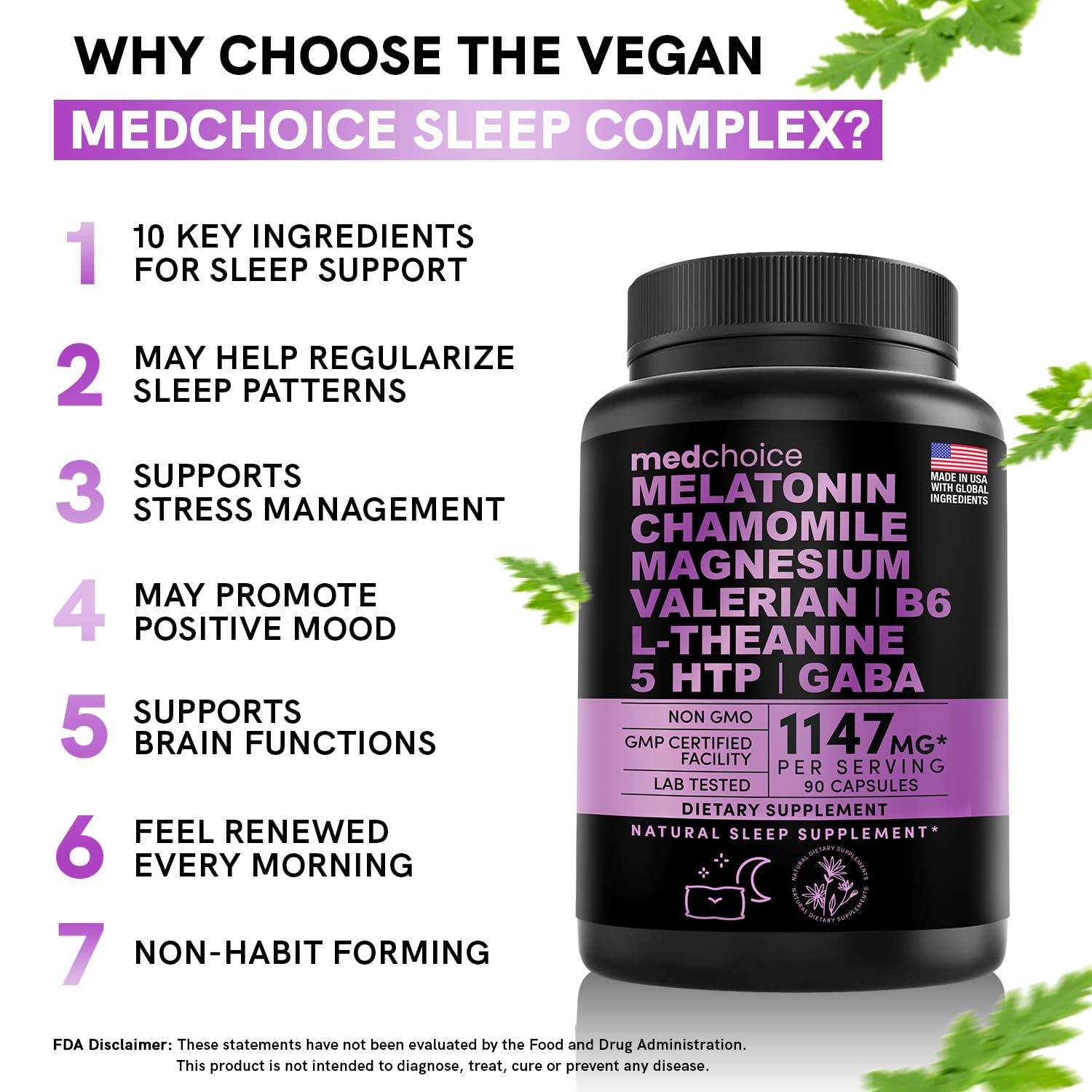 10-in-1 Melatonin Capsules - Melatonin 5mg Natural Sleep Aid for Adults - AB Mystery