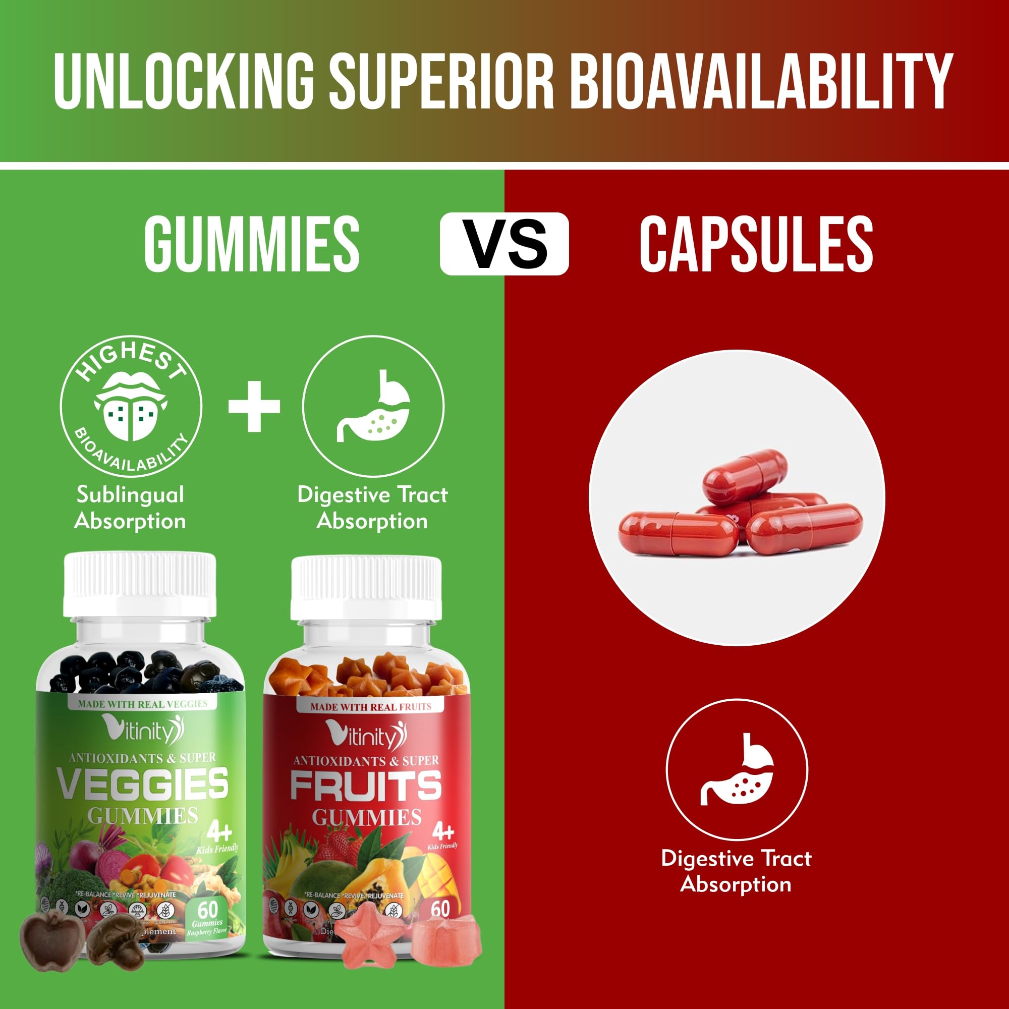 VITINITY Made with Real Fruit-Real Veggie Gummies-Superfood Vegetable Vitamin Sup - AB Mystery