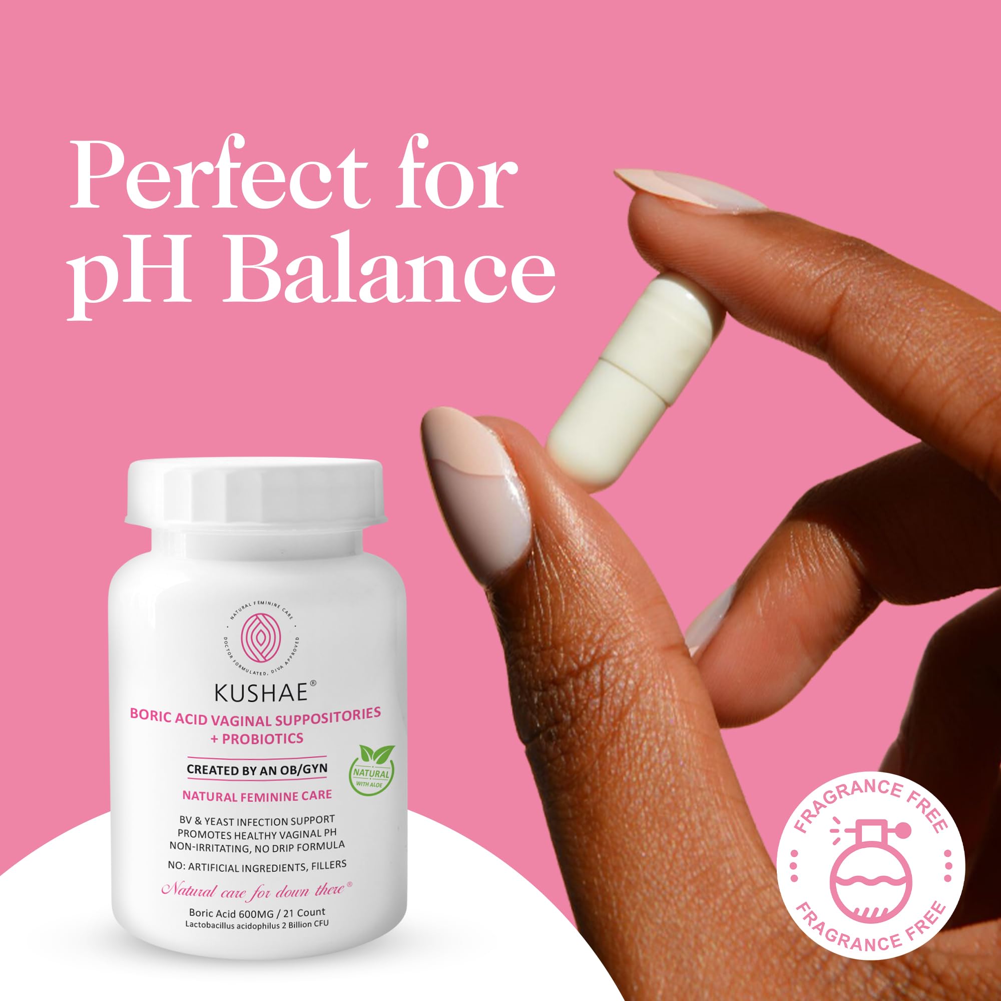 Kushae Boric Acid Suppositories with Applicator, All-Natural Boric Acid Suppositories for Women - AB Mystery