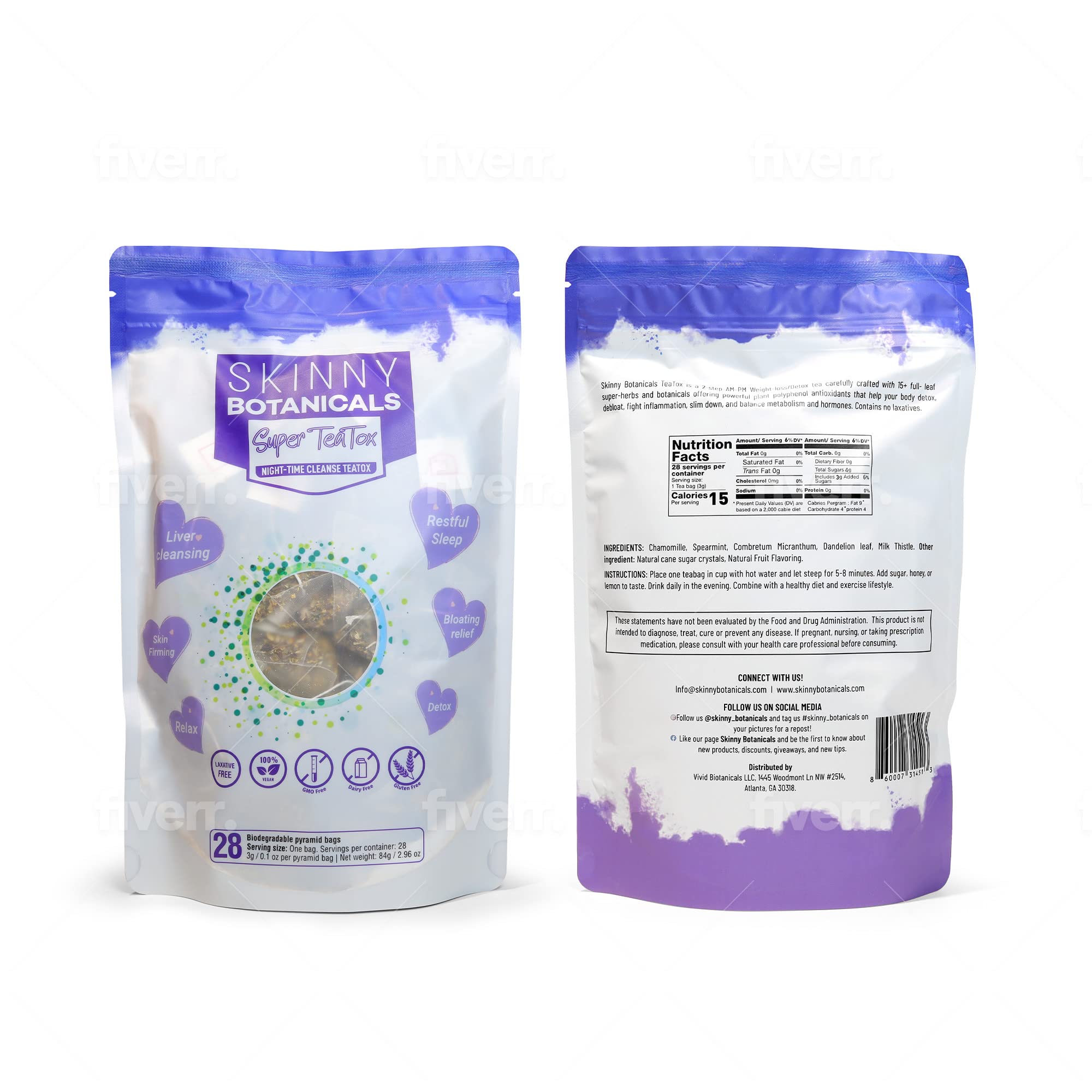 Skinny Botanicals Evening Detox Tea for Body Cleanse All Natural - Laxative-Free - AB Mystery