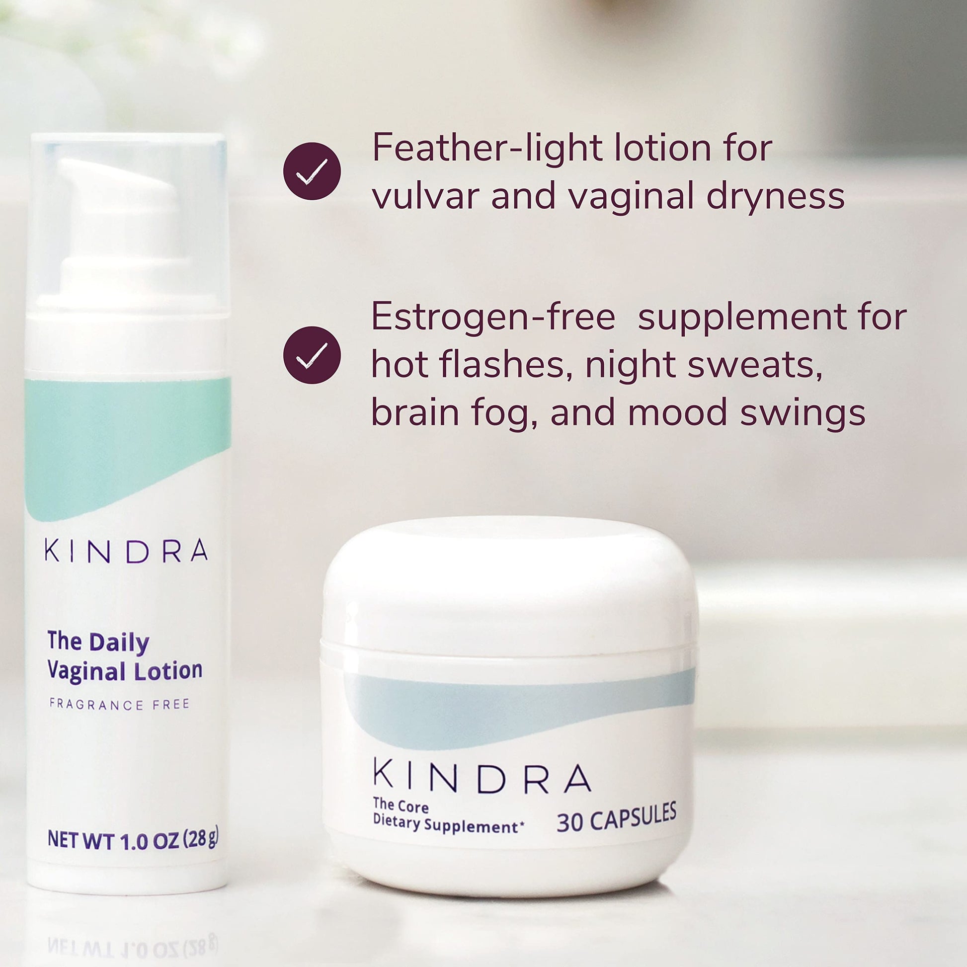 Kindra Essentials Bundle - Intimate Vaginal Moisturizer & Core Supplements - Perimenopause - AB Mystery