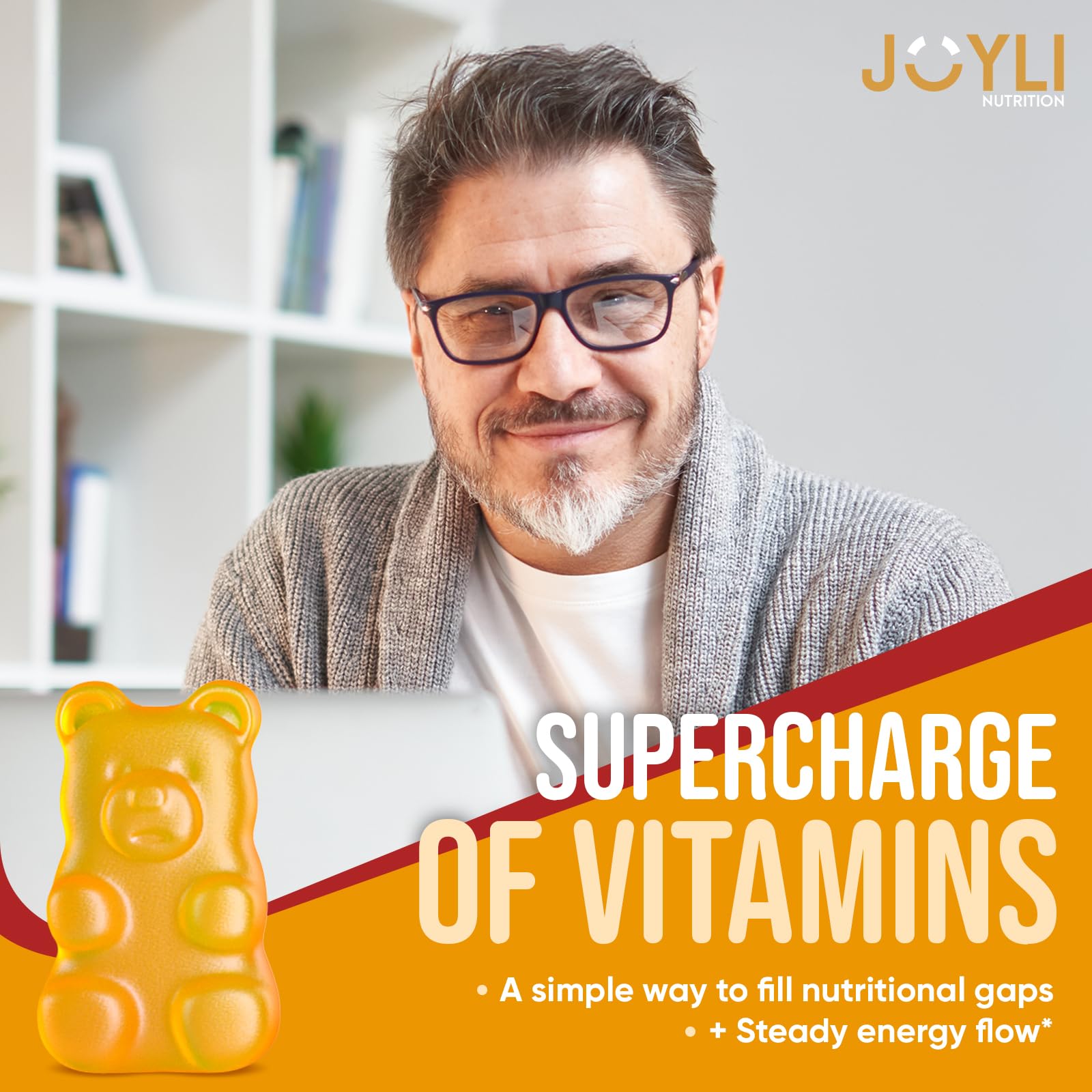 Joyli Superfruit Gummies - Sugar-Free Fruit Multivitamin Gummies for Adults - Natural Gummy Vitamins for Women & Men with Goji, Elderberry, Vitamins A, C, D & E - AB Mystery