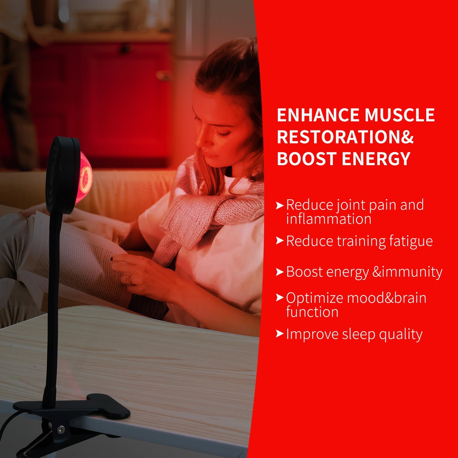 WTINTELL Red Light Therapy for Face, 660nm LED Red Light Therapy Light with Clip, Suitable - AB Mystery