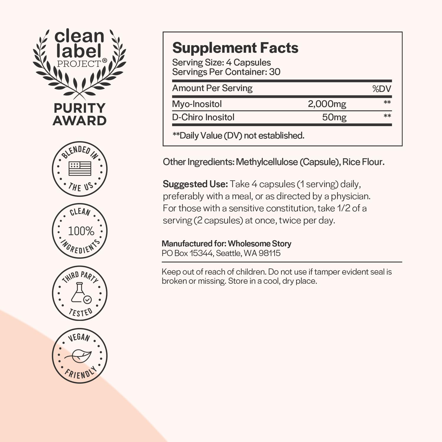 Myo-Inositol & D-Chiro Inositol Blend Capsule | 30-Day Supply | Most Beneficial 40:1 Ratio - AB Mystery