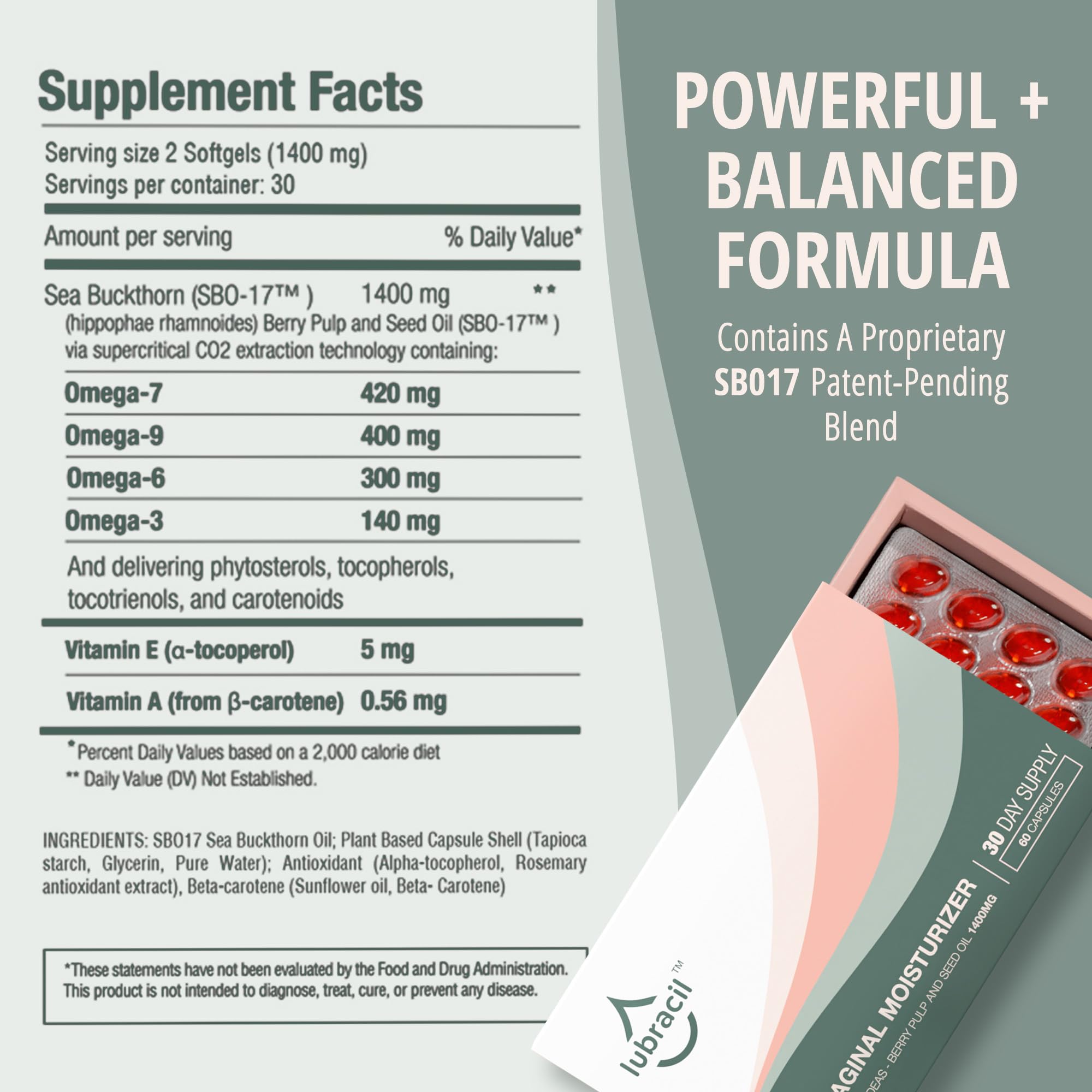 Lubracil – Moisturizer, Feminine Products for Dryness Ease with Sea Buckthorn, Omega 6, 7, & 9 - AB Mystery