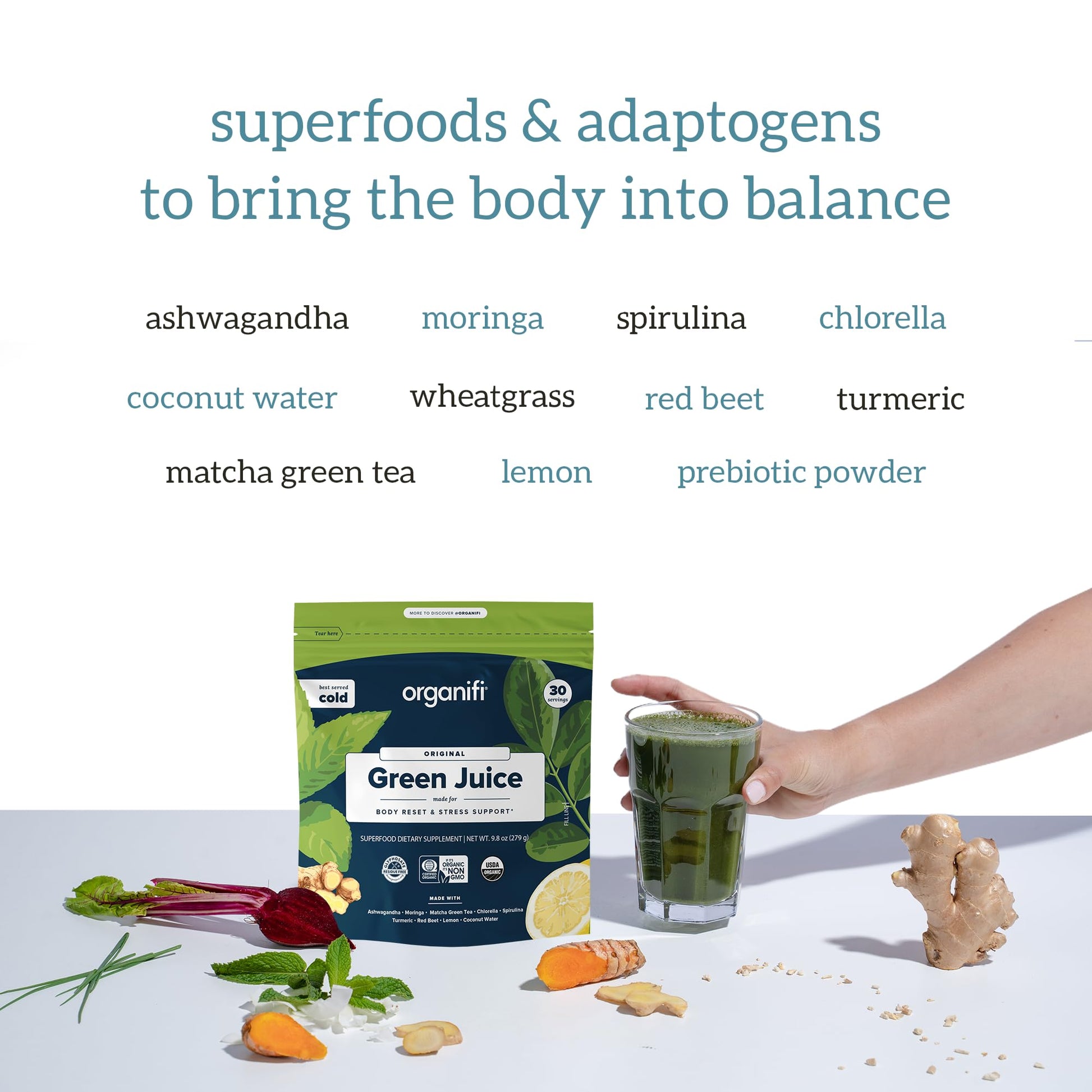 Organifi Green Juice - Powder Supplement with Organic Spirulina, Ashwagandha - AB Mystery