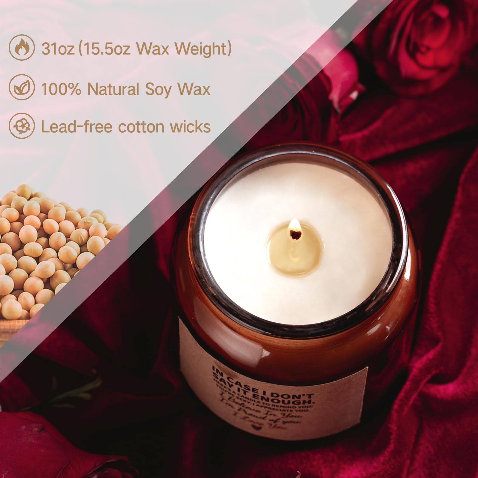 Candle Amber Moss Scented, Valentines Day Gifts for Her Girlfriend Wife, Romantic Anniversary - AB Mystery