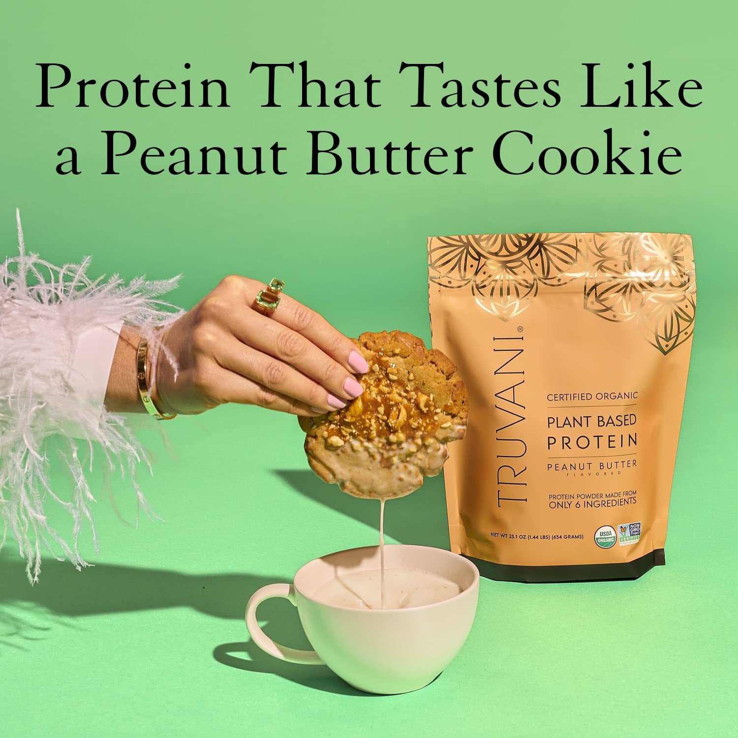 Truvani Organic Vegan Protein Powder Peanut Butter - 20g of Plant Based Protein, Powder - AB Mystery