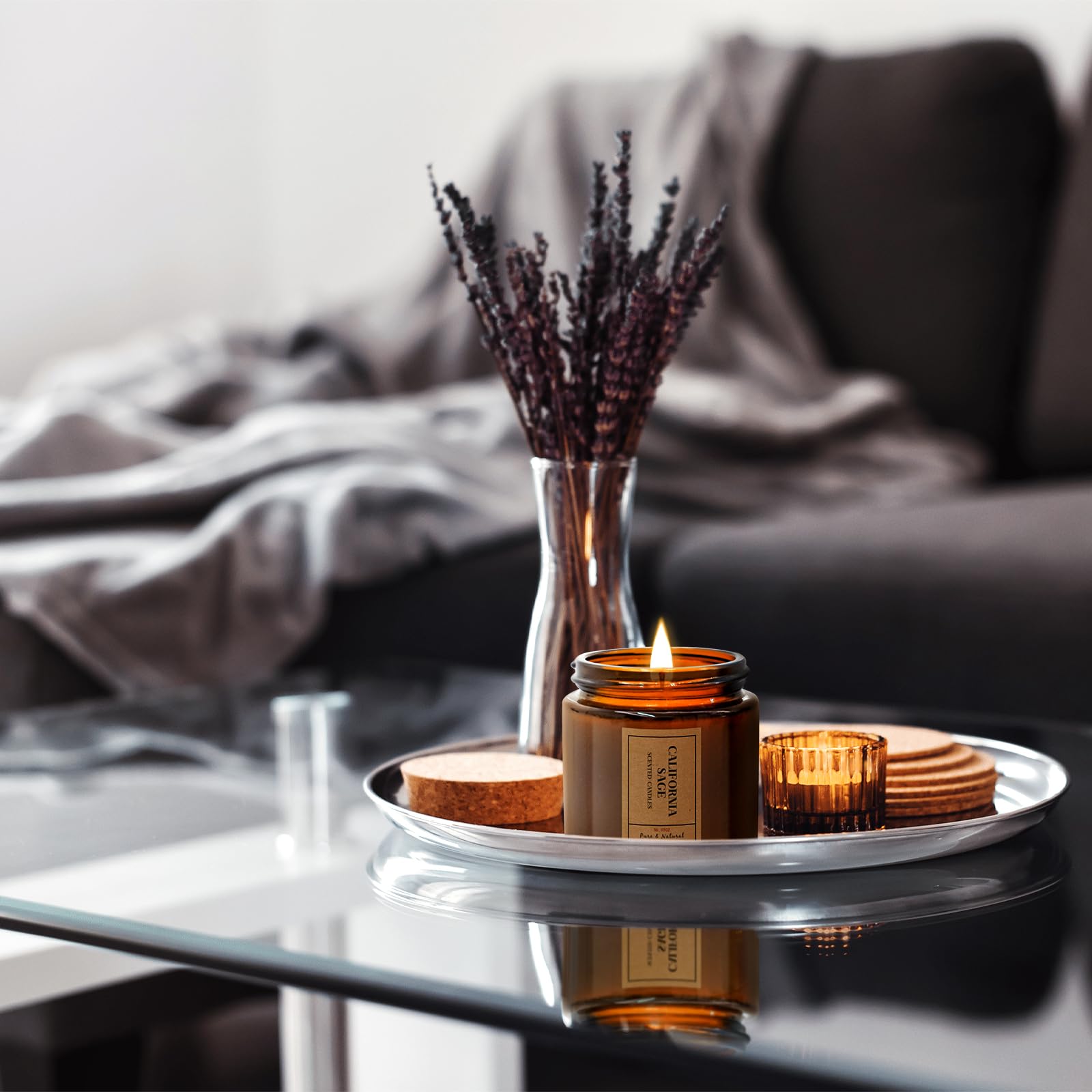 Aromatherapy Candles for Home Scented, 4 Pack Lavender Candles Gifts Set for Women - AB Mystery