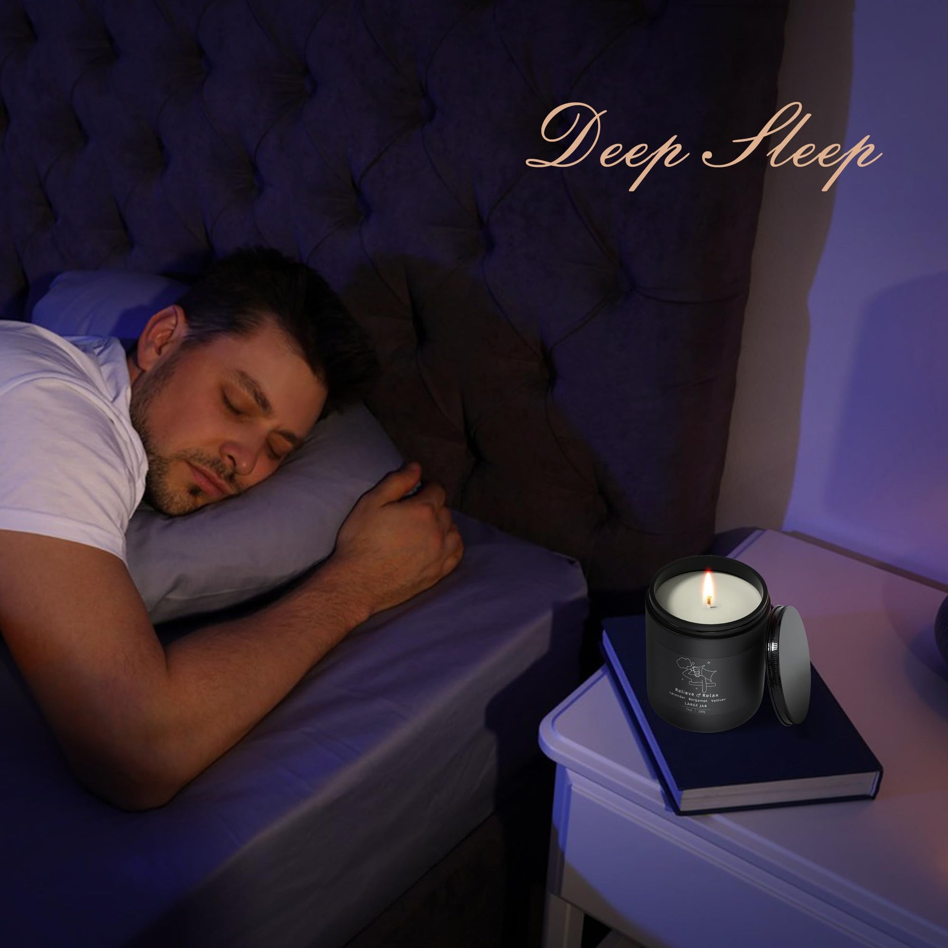 TRINIDa Large Sleep Scented Candles, Black Jar Natural Soy Candles for Home Scented, Candle Gift - AB Mystery