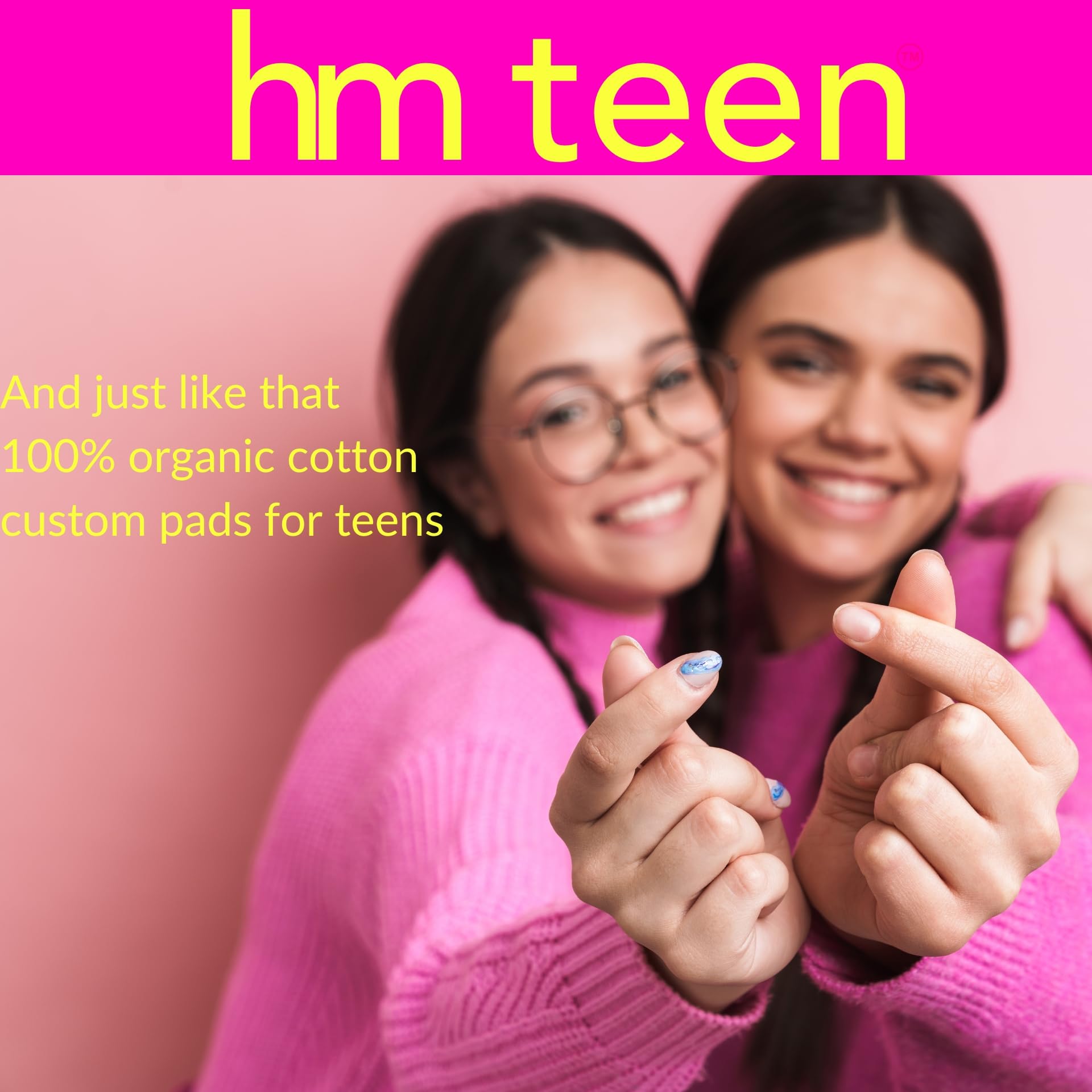 HM Teen | Pads for Teens | 100% Organic Cotton Pad Topsheet | Non Toxic Teen Pads with Wings - AB Mystery