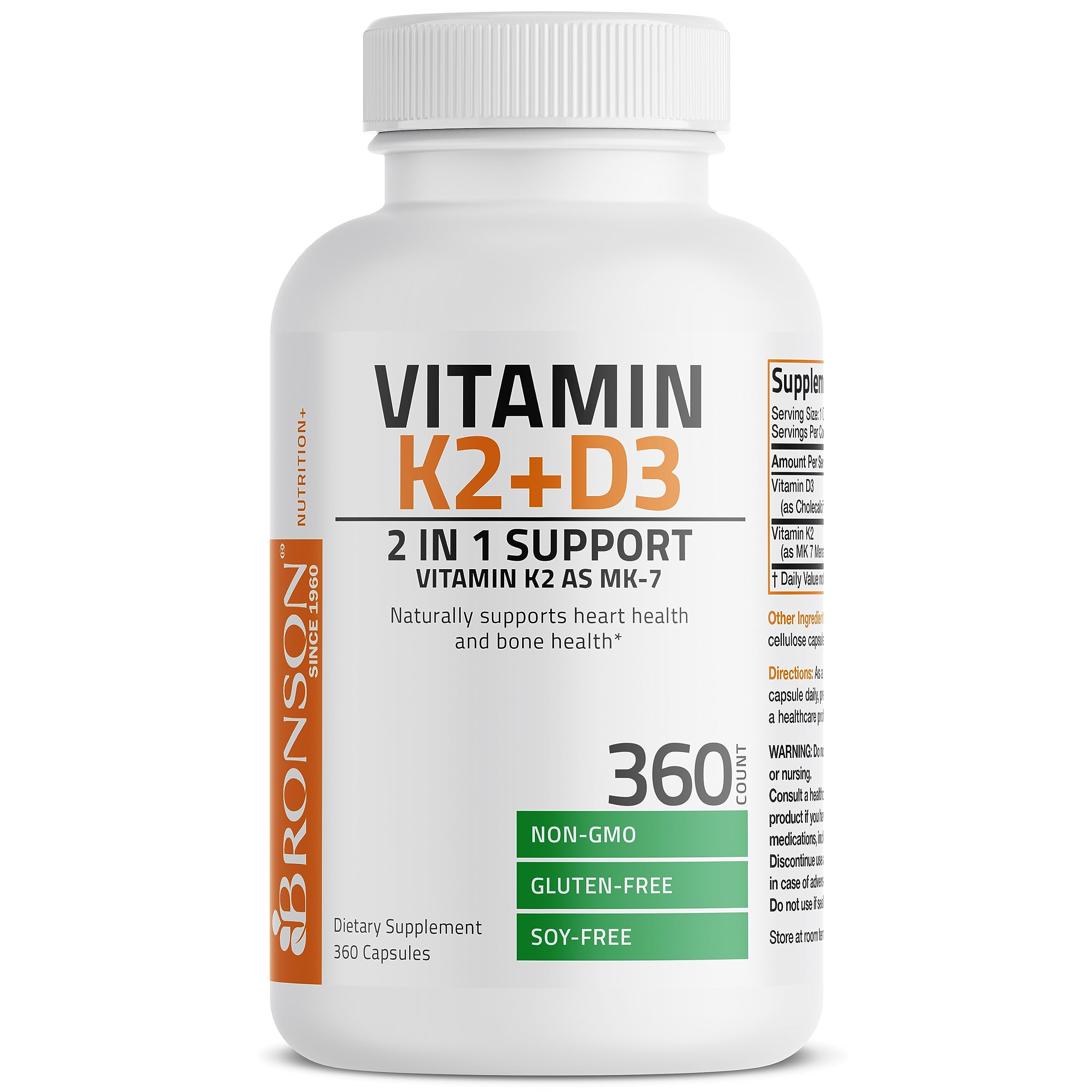 Bronson Vitamin K2 (MK7) with D3 Supplement Non-GMO Formula 5000 IU Vitamin D3 - AB Mystery