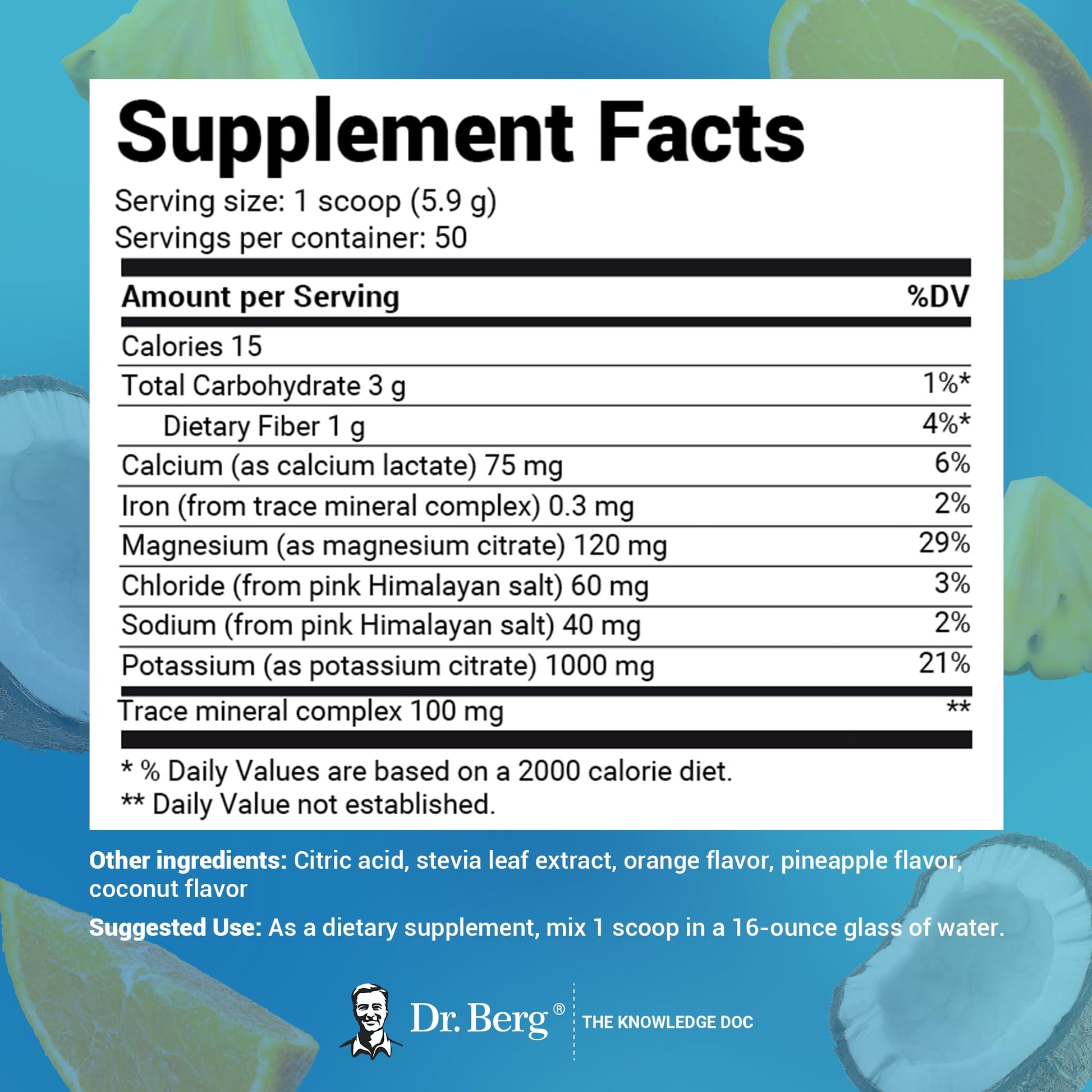 Dr. Berg Hydration Keto Electrolyte Powder - Enhanced w/ 1,000mg of Potassium - AB Mystery