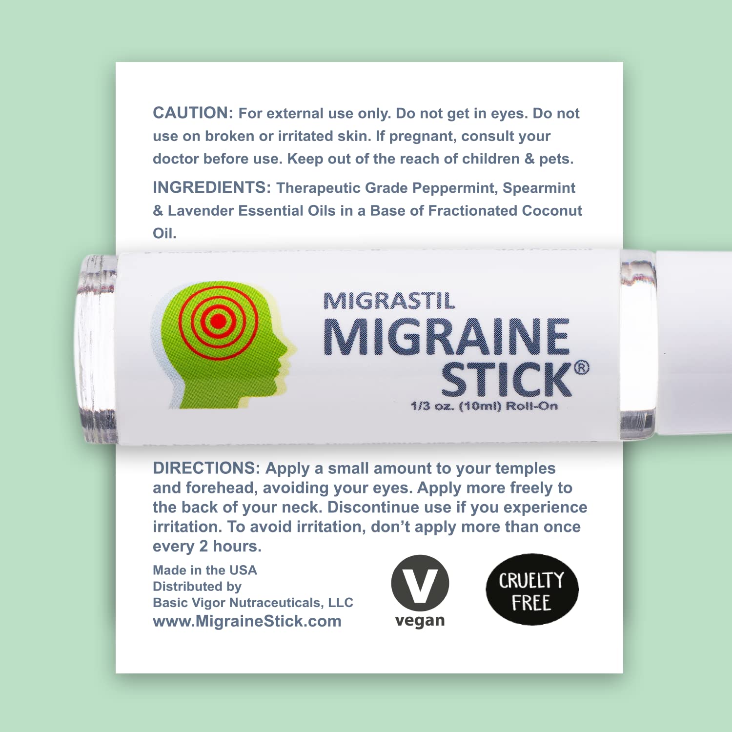 Migrastil Migraine Stick® Rollon - Fast Cooling Comfort for Your Head. Aromatherapy with Peppermint - AB Mystery