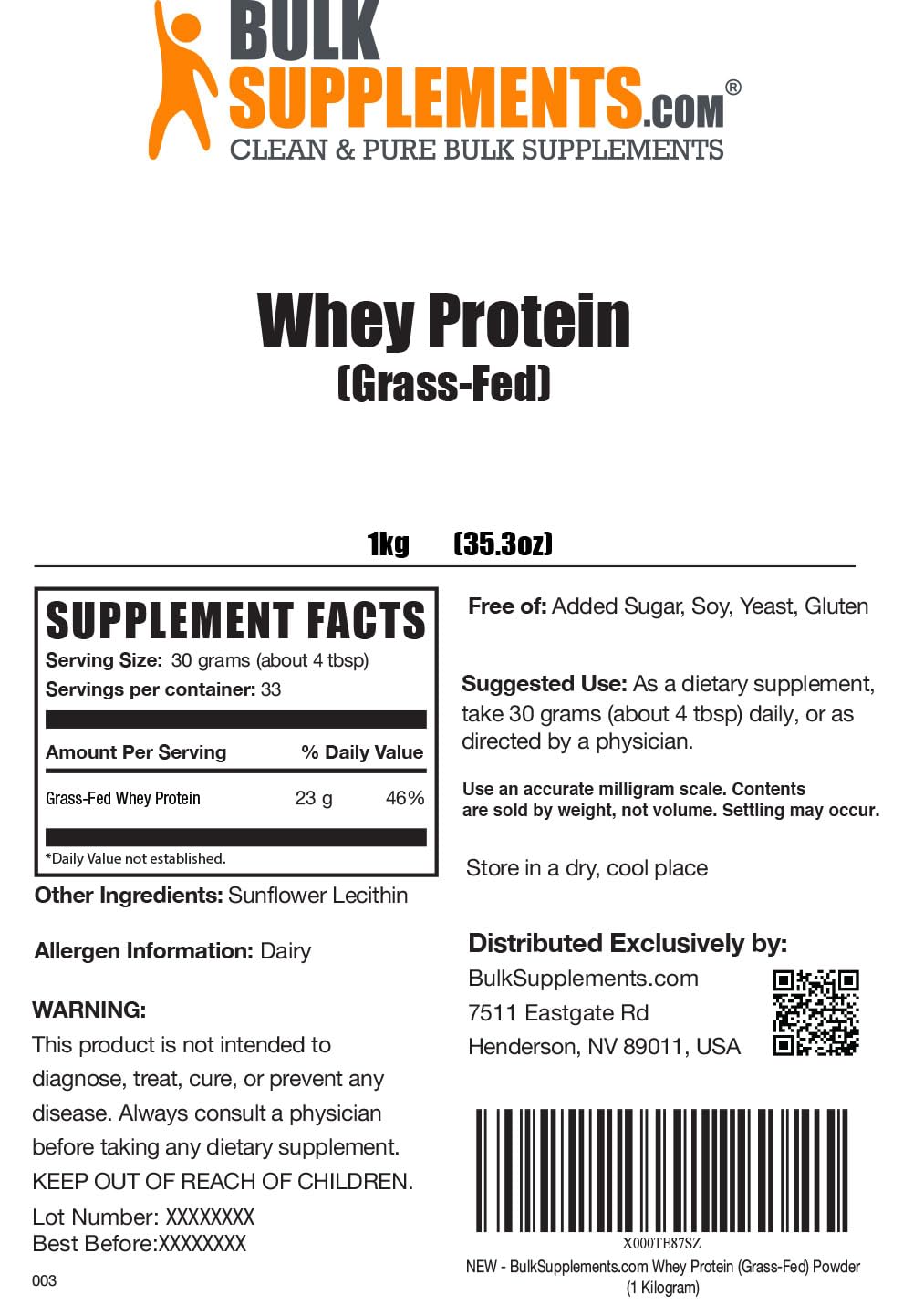 BULKSUPPLEMENTS.COM Grass Fed Whey Protein Powder - Pure Protein Powder - AB Mystery