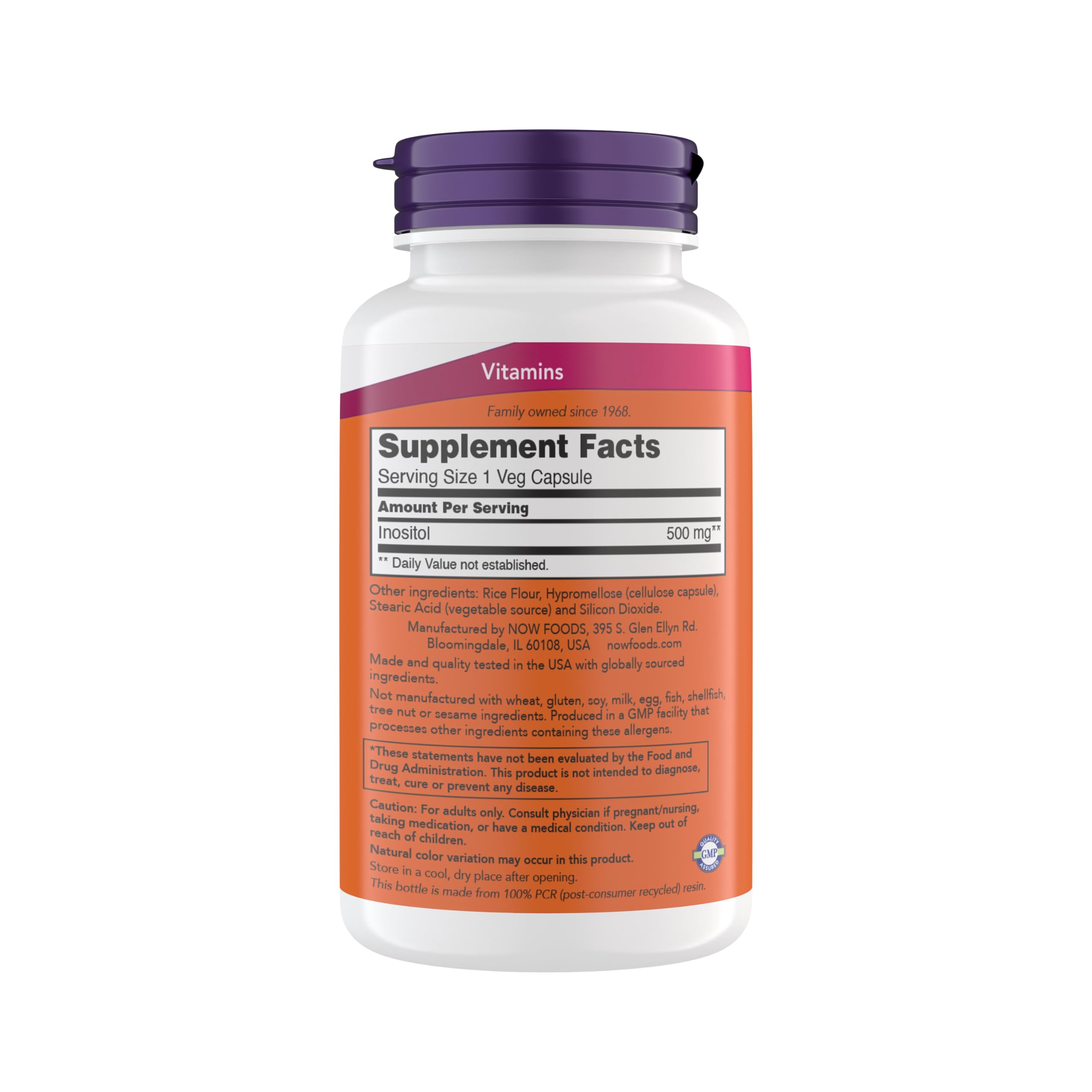 Now Foods Inositol 500 mg, Superior Myo Inositol Form, for Healthy Membrane Function - AB Mystery