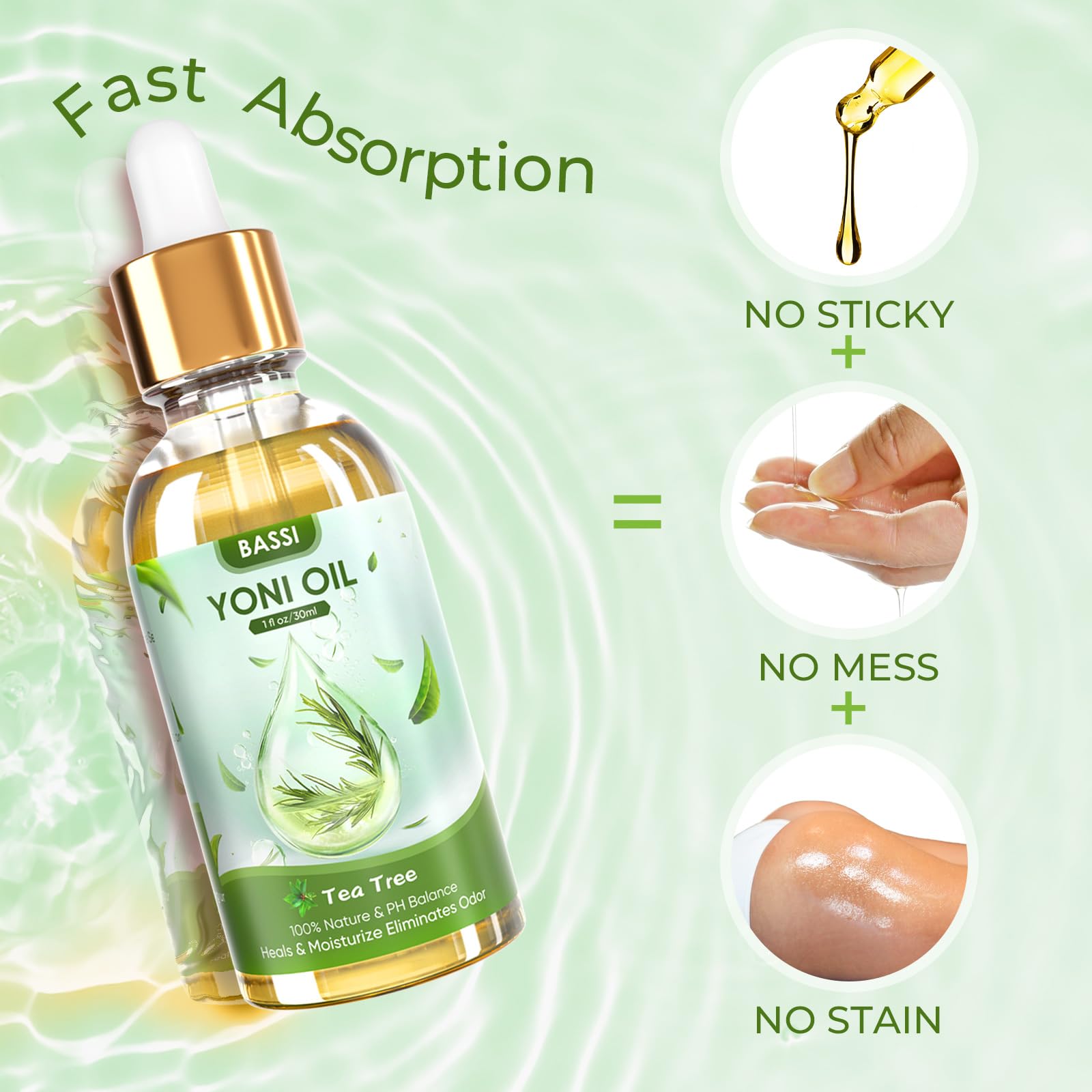 BASSI 2PCS Yoni Oil Organic Feminine Oil Vaginal Moisturizer For Wetness - Ph Balance for Women - AB Mystery