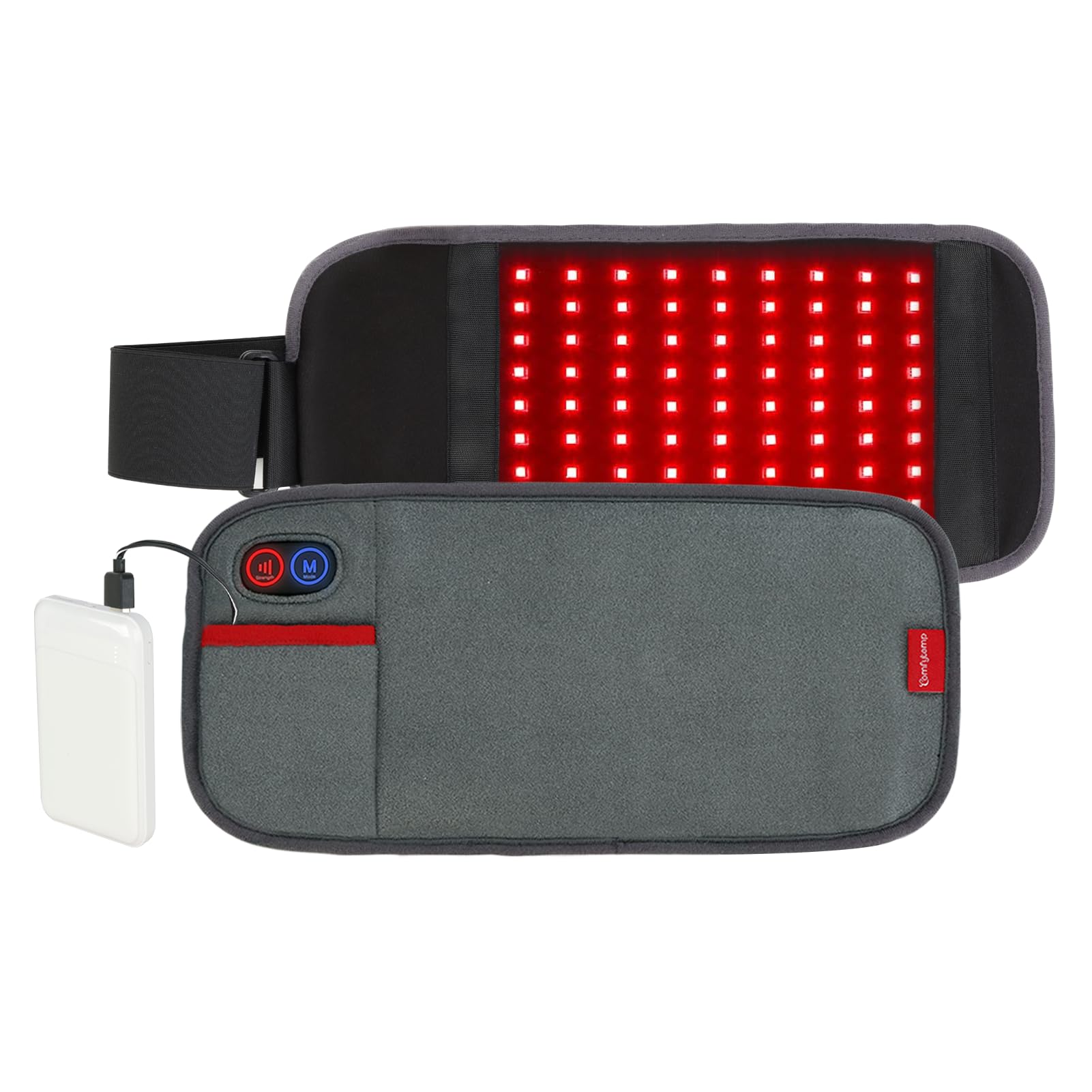 Comfytemp Red Light Therapy Belt, Cordless Infrared Red Light Therapy for Body Device, Wearable Red