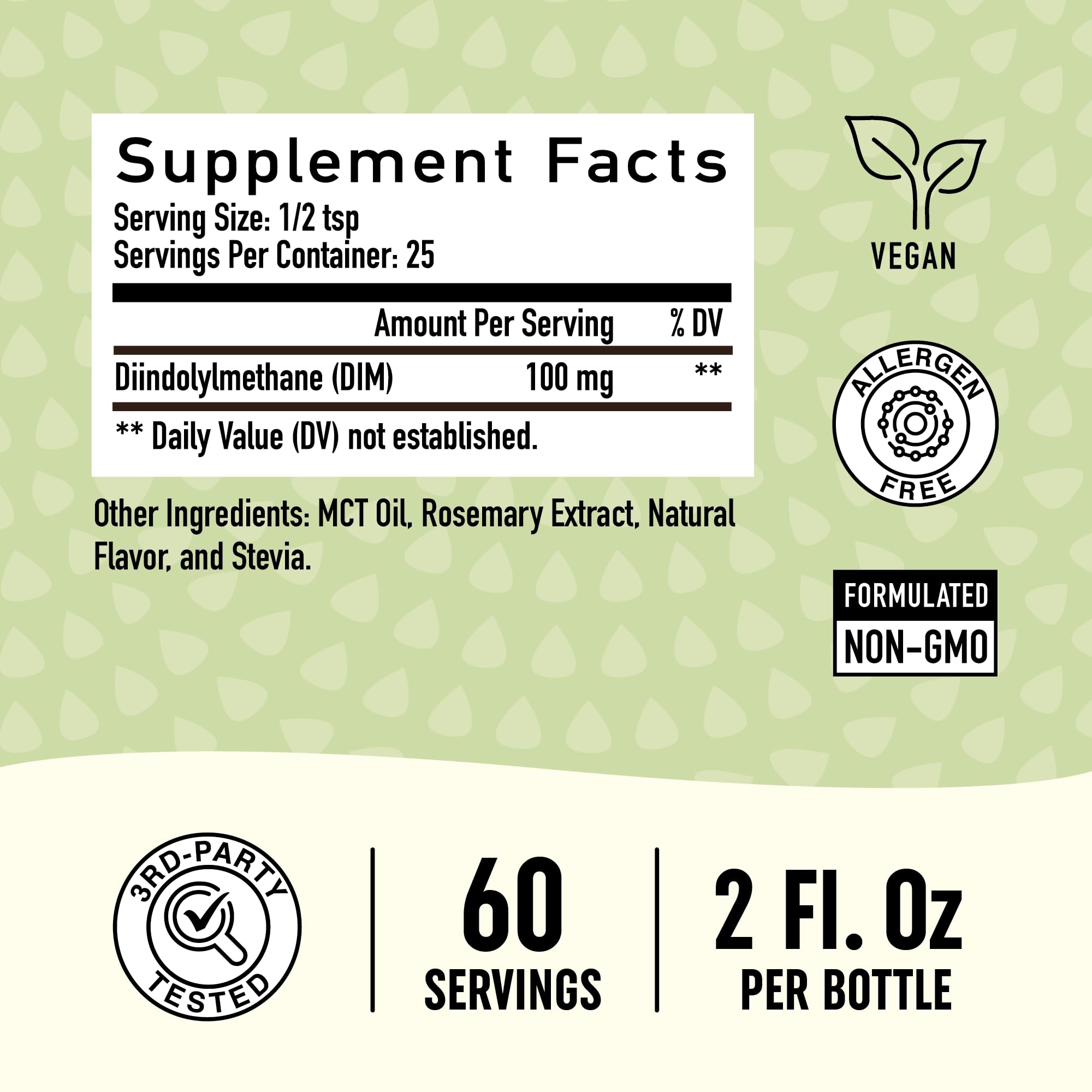 DIM Supplement Liquid Drops 100mg for Estrogen Balance for Women & Men | Hormone Balance - AB Mystery